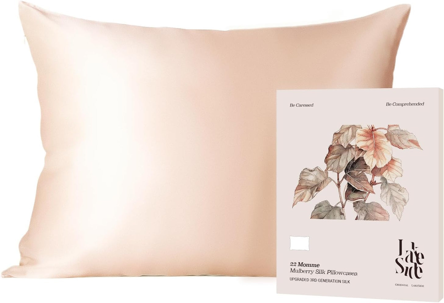 Oriental Lakeside® 100% Pure 22 Momme Mulberry Silk Pillowcase with Hidden Zipper - Nighttime Skincare & Hair Care Hydrating Pillow Cover