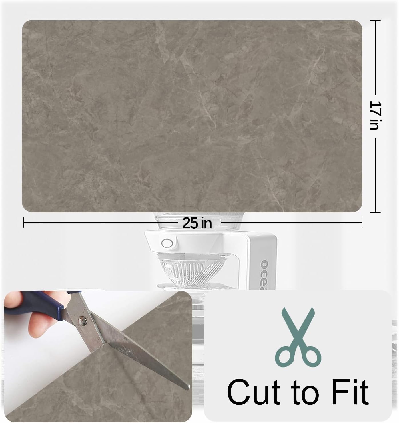 Coffee Maker Mat Accessories for Countertop - Coffee Bar Decoration Rubber Backed Dish Drying Mat for Kitchen - Pu Absorbent Hide Stain Pad, Wipeable Espresso Machine Mat for Dish Rack 25x17in