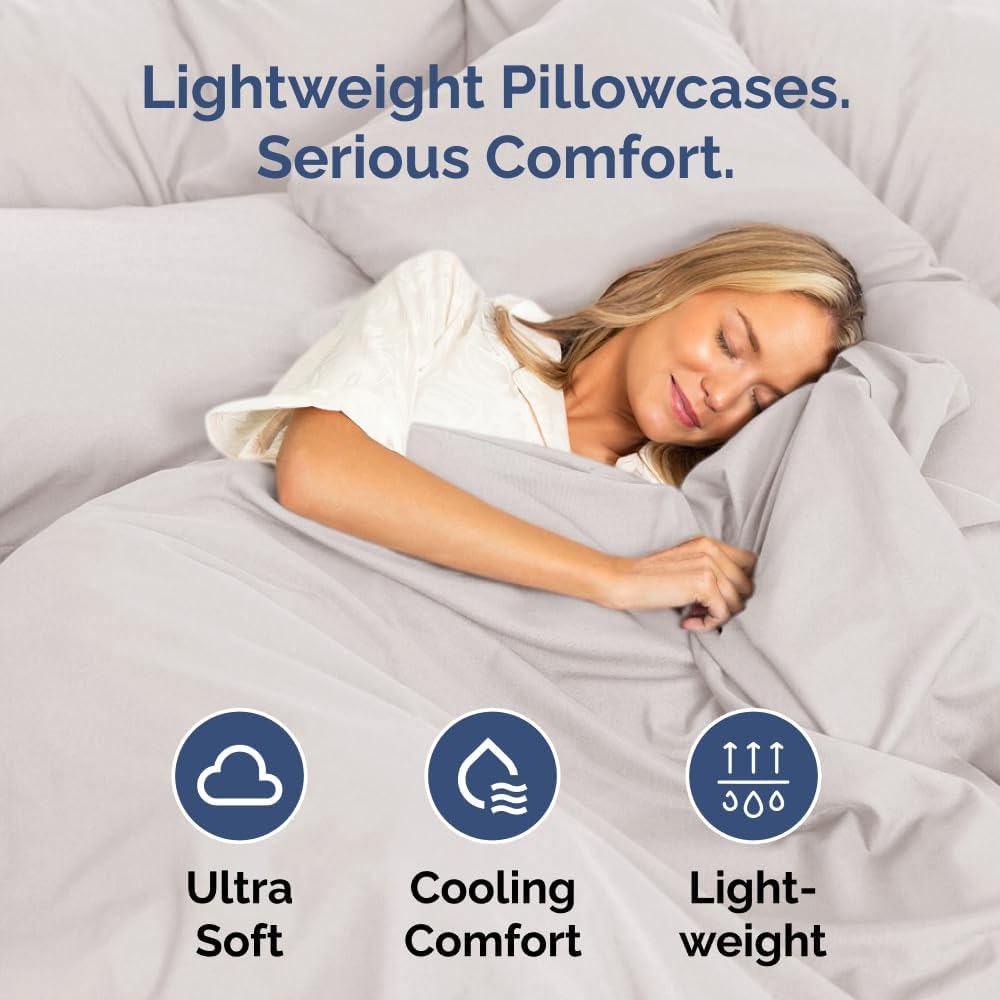Queen Pillow Cases Set of 8 - Ultra Soft Hotel Quality Pillowcase Covers - Comfy, Cozy & Wrinkle Free - Shrink, Stain & Fade Resistant - Machine Washable Pillow Protectors - 8 Piece Set - Light Grey