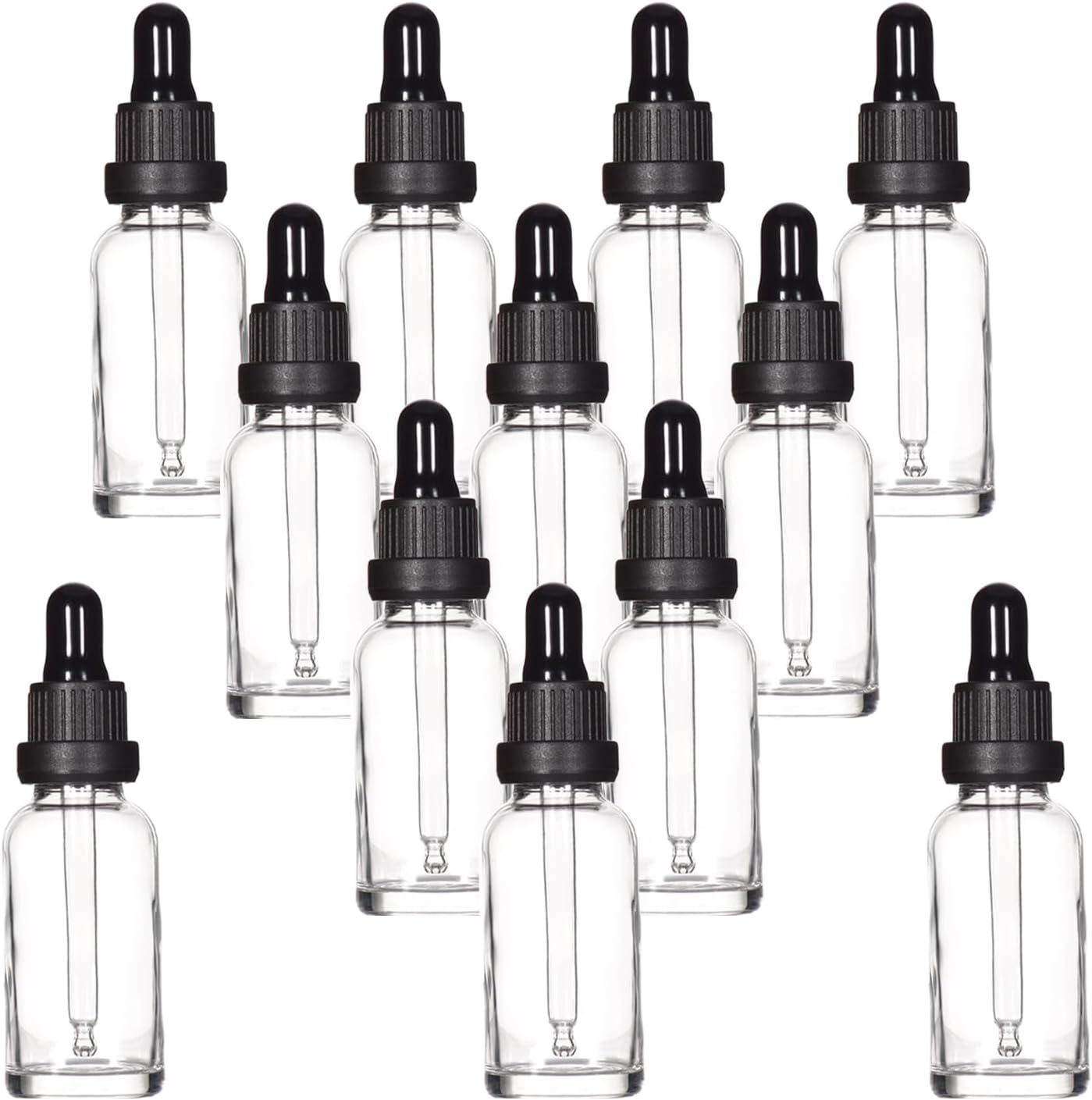 YIZHAO Clear Glass Dropper Bottle 1oz, Tincture Bottles with Glass Dropper, for Essential Oils, Aromatherapy, Cosmetic, Laboratory, Pharmacy, Liquids, Travel –12 Pcs