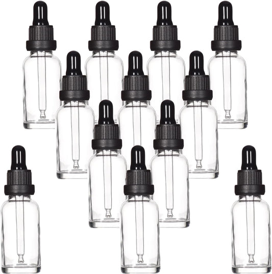 YIZHAO Clear Glass Dropper Bottle 1oz, Tincture Bottles with Glass Dropper, for Essential Oils, Aromatherapy, Cosmetic, Laboratory, Pharmacy, Liquids, Travel –12 Pcs