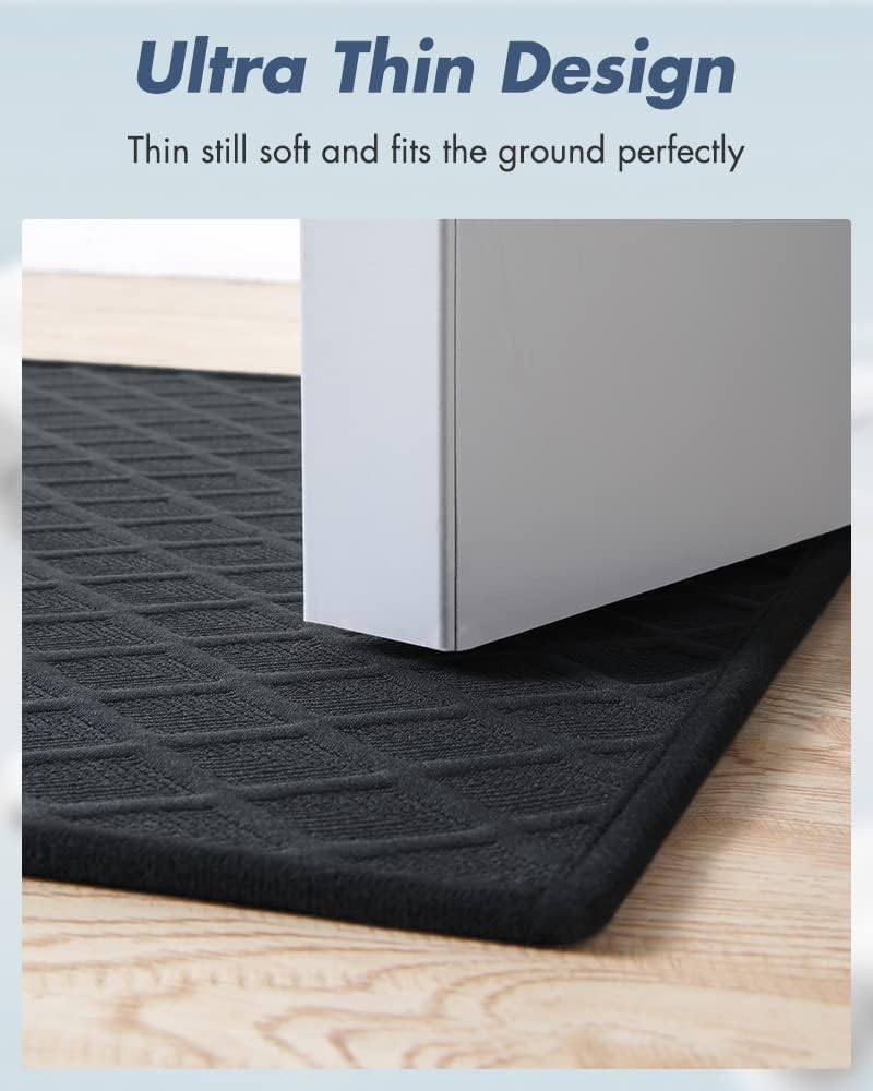 AMOAMI Ultra Thin Bathroom Rugs, Rubber Backed Bath Mats for Bathroom Non Slip, Absorbent Bathroom Mat for Floor, Shower, Sink (Black, 24"x35")