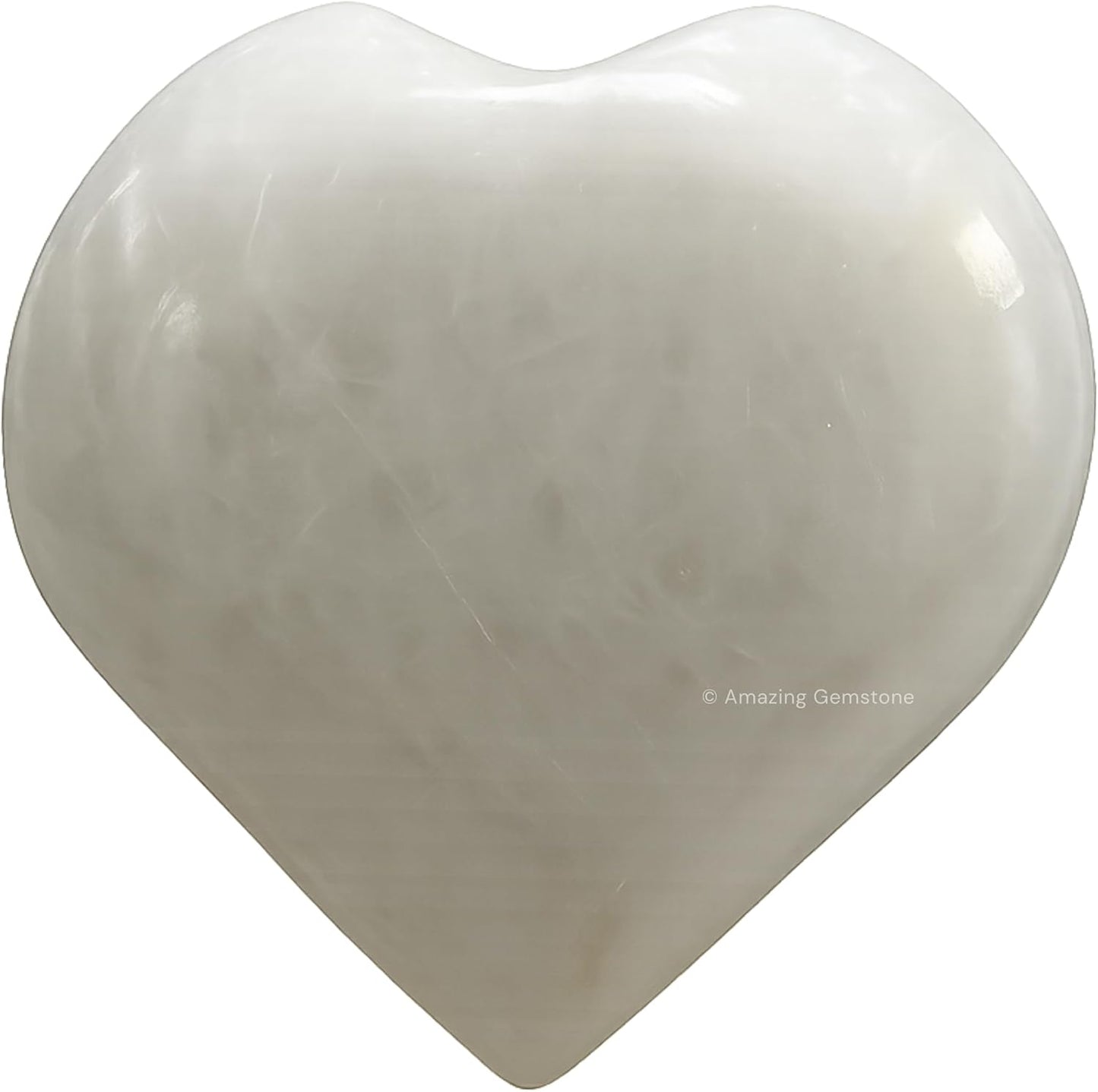 Amazing Gemstone Snow Quartz White Agate Crystal Heart Palm Stone - Pocket Massage Worry Stone for Natural Body Chakra Balancing, Reiki Healing and Crystal Grid
