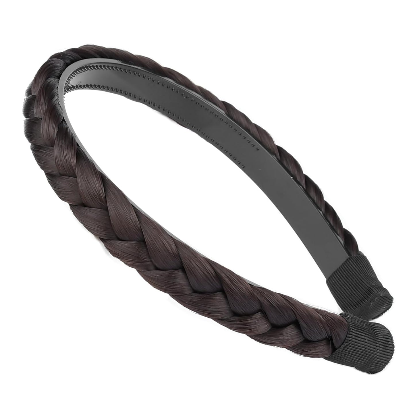 DIGUAN Width 0.9 inches Synthetic Hair Plaited Headband Braid With Teeth Hair Band Accessories for Women Girl (Chocolate)