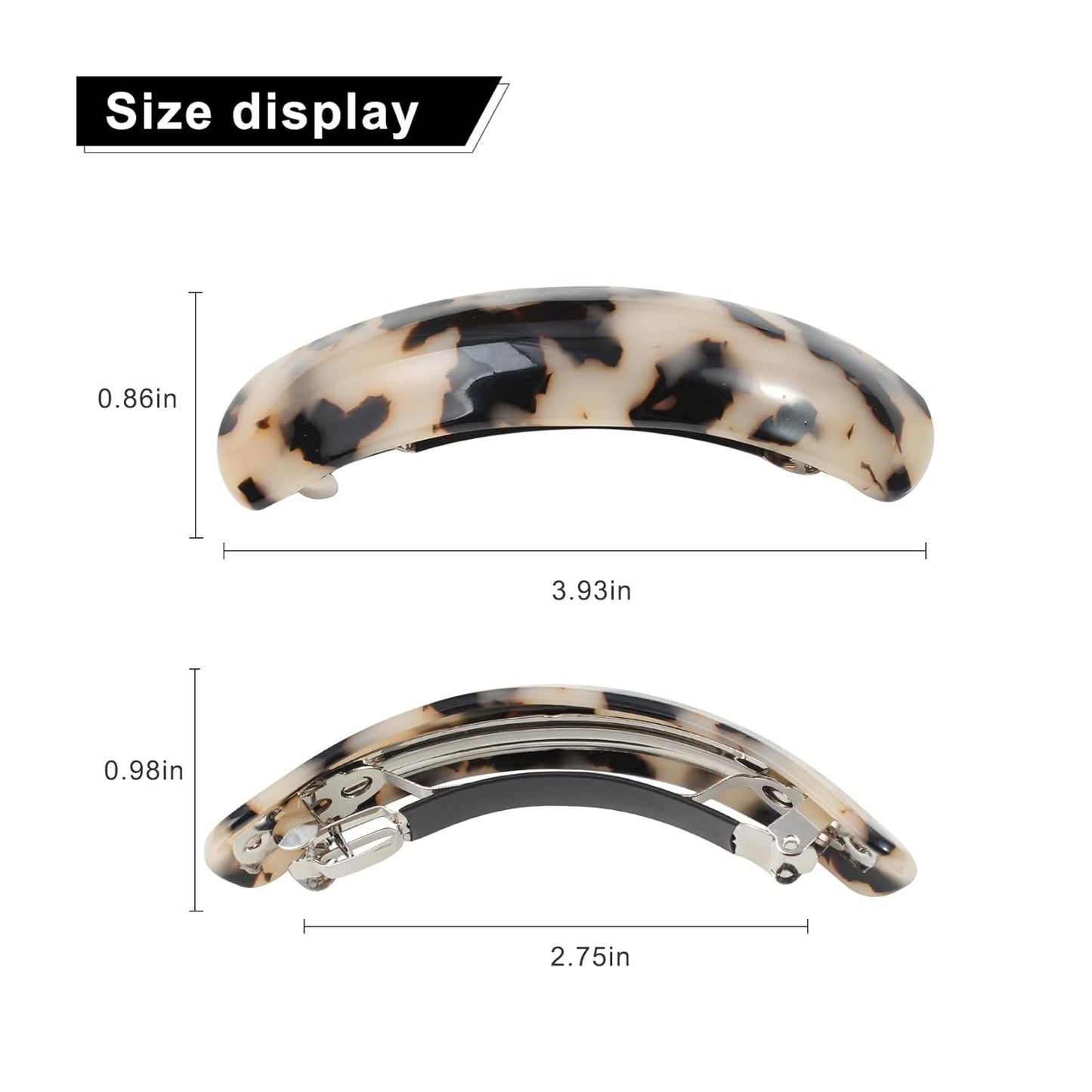 Large Hair Barrettes for Women Beautiful Lines Simple Retro Classic Snap French Hair Clips, Fashion Hair Accessories for Women Thick Hair 3 Pcs (HJ-Tortoise Shell)