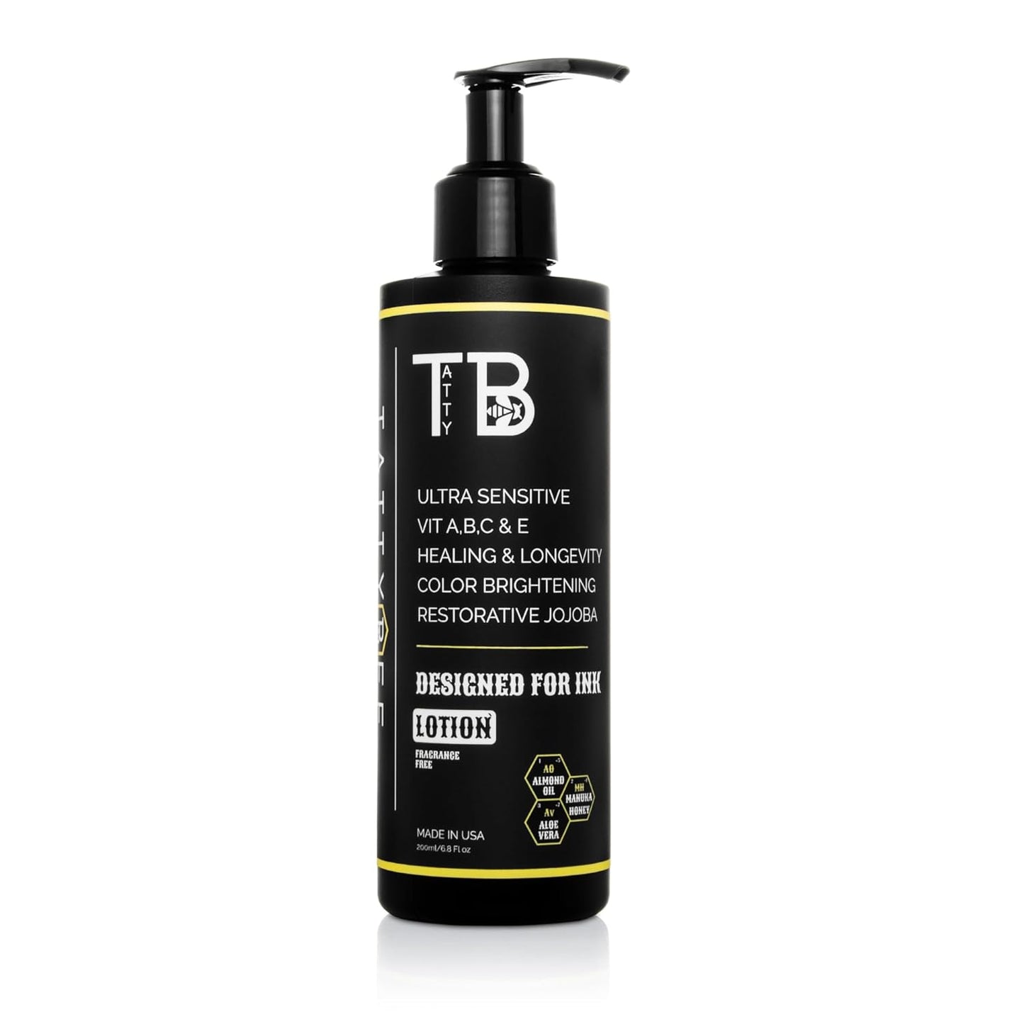 Tattoo Aftercare Lotion – Hydrating Tattoo Moisturizer with Jojoba Oil, Manuka Honey & Vitamins A, B, C & E – Soothes, Heals & Protects Ink – Fast-Absorbing, Non-Greasy – 6.8 fl oz