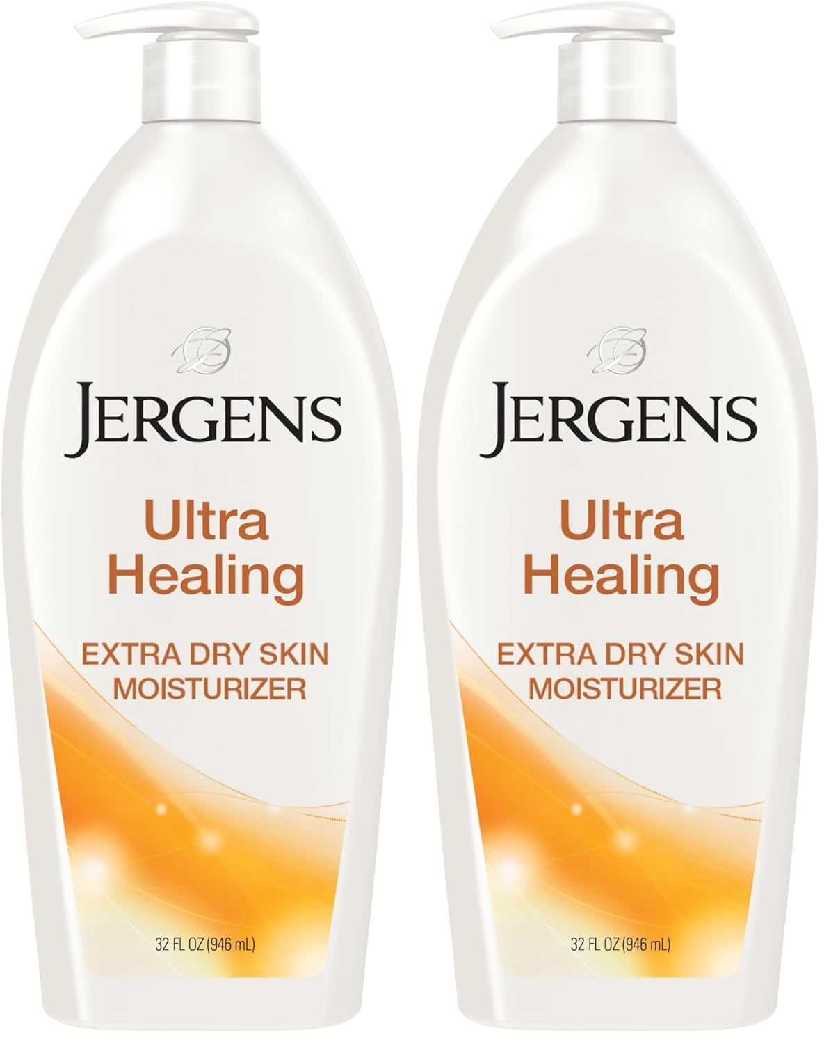 Jergens Ultra Healing Dry Skin Moisturizer, Body and Hand Lotion for Dry Skin, for Quick Absorption into Extra Dry Skin, with HYDRALUCENCE blend, Vitamins C, E, and B5, 32 Ounce (Pack of 2)