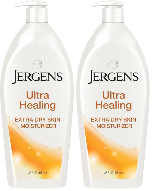 Jergens Ultra Healing Dry Skin Moisturizer, Body and Hand Lotion for Dry Skin, for Quick Absorption into Extra Dry Skin, with HYDRALUCENCE blend, Vitamins C, E, and B5, 32 Ounce (Pack of 2)