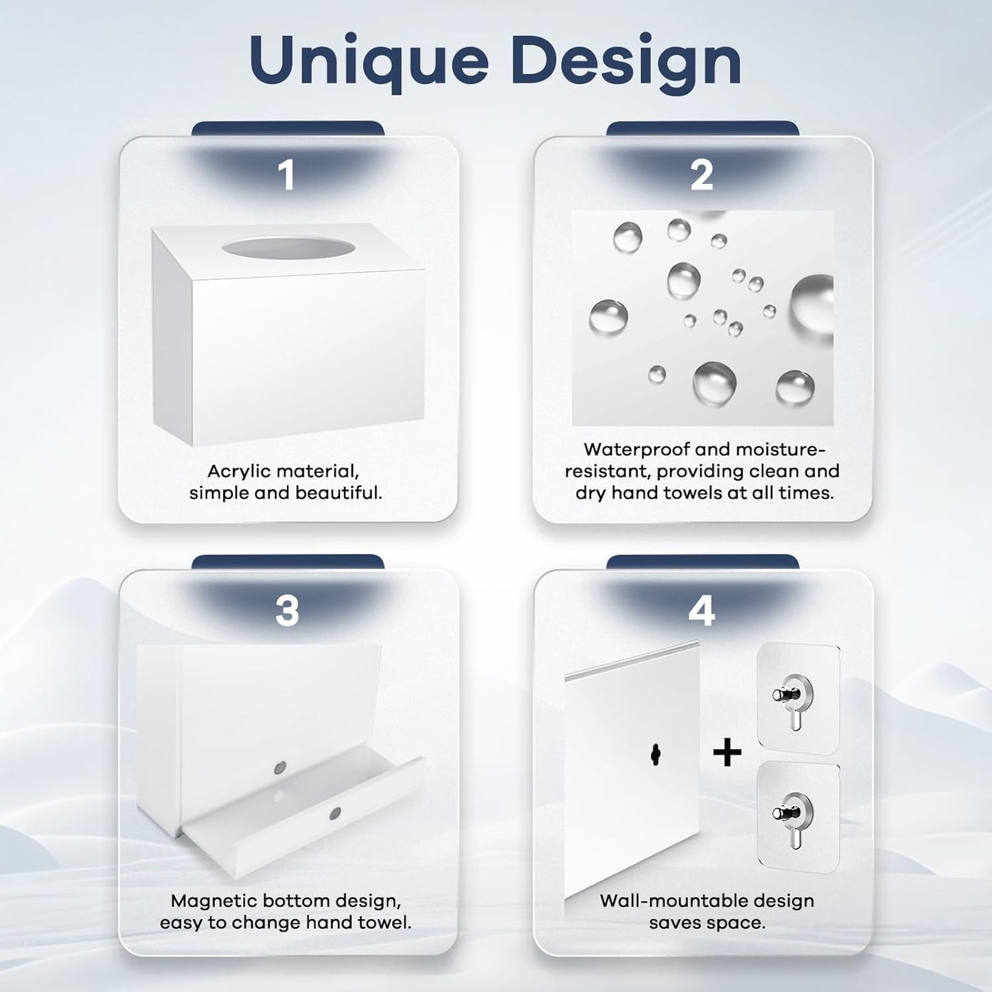 Acrylic Hand Towel Box Cover Compatible with Kleenex Disposable Hand Towels Wall-Mounted Paper Towel Dispenser Suitable for Tabletop, Bathroom, Car, and Office Use (White)