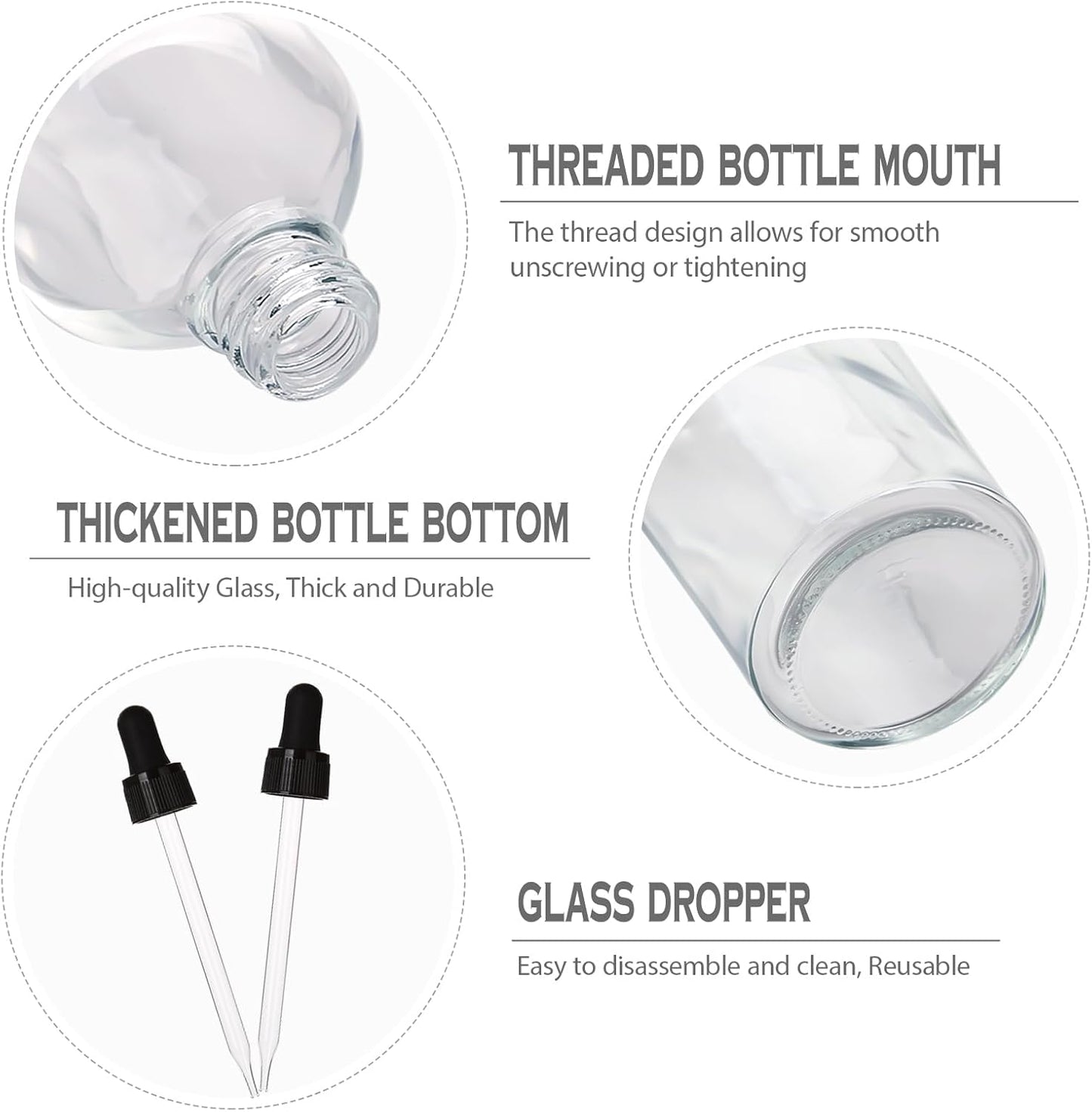 3.4 oz Glass Dropper Bottles,4 Pack 100ml Empty Reusable Leak Proof Thick Tincture Bottles for Essential Oils,Hair Oil,Liquids,Laboratory,Pharmacist Bottle,Massage,Perfumery Aromatherapy