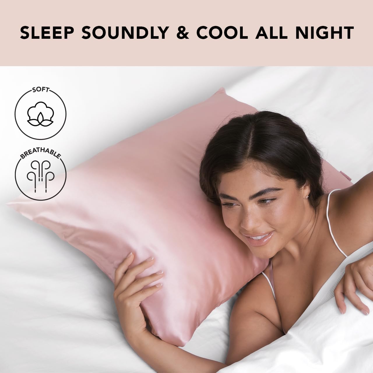 Kitsch Satin Pillowcase, Softer Than Silk Pillow Cases, Cooling Pillow Covers, King Size Pillow Cases Set of 2, Satin Pillowcase with Zipper for Hair, Skin & Quality Sleep, 19"x36" Blush, 2pcs