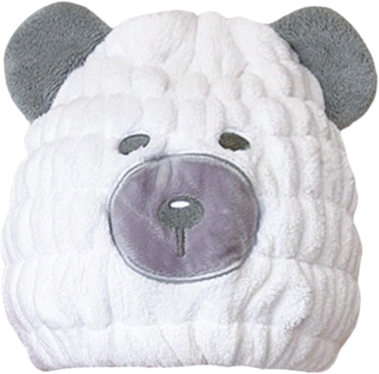 Microfiber Hair Towel Wrap for Kids, White Bear Dry Hair Cap Suck Water, Absorbent Quick Girls Boys Hair Drying Towel, Lightweight Bouncy Hat Headscarf for Wet Hair