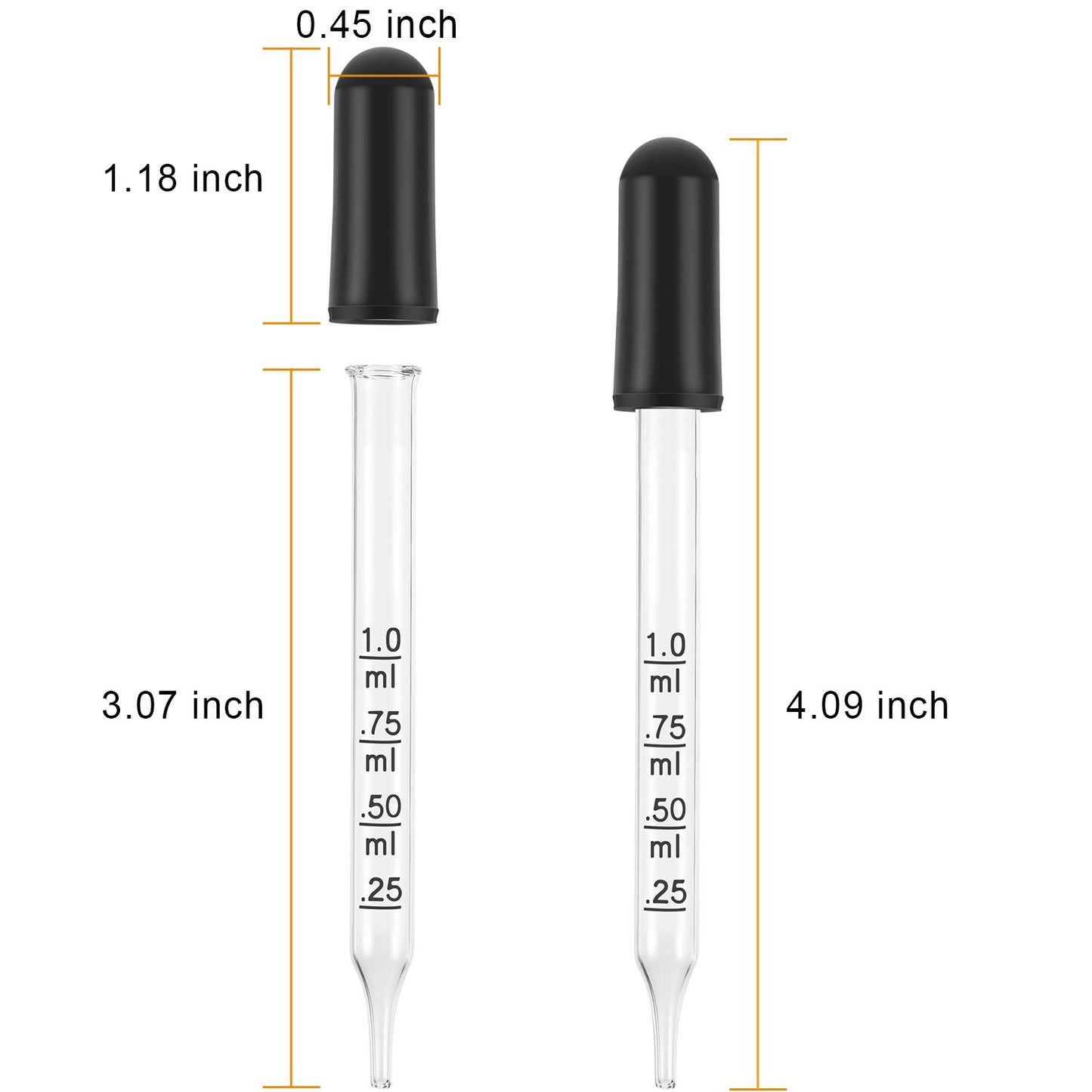 TecUnite Glass Liquid Droppers, 1 ml Essential Oil Dropper Pipette Calibrated Glass Stain Dropper for Essential Oil Makeup Art Liquid Plant with Kraft Boxes(30)