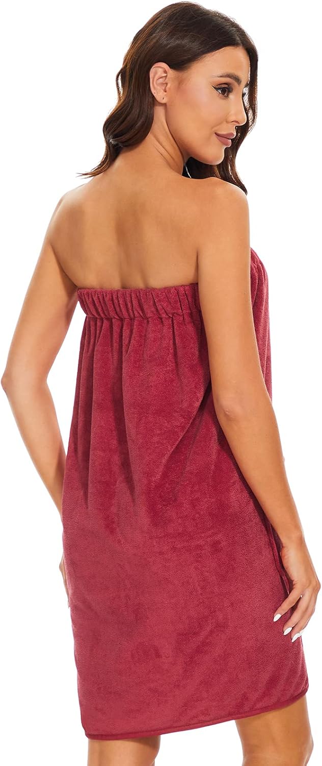 Knuffnee Women Bath Towel Robe Spa Body Wrap Shower Bathrobe Adjustable Snap Closure