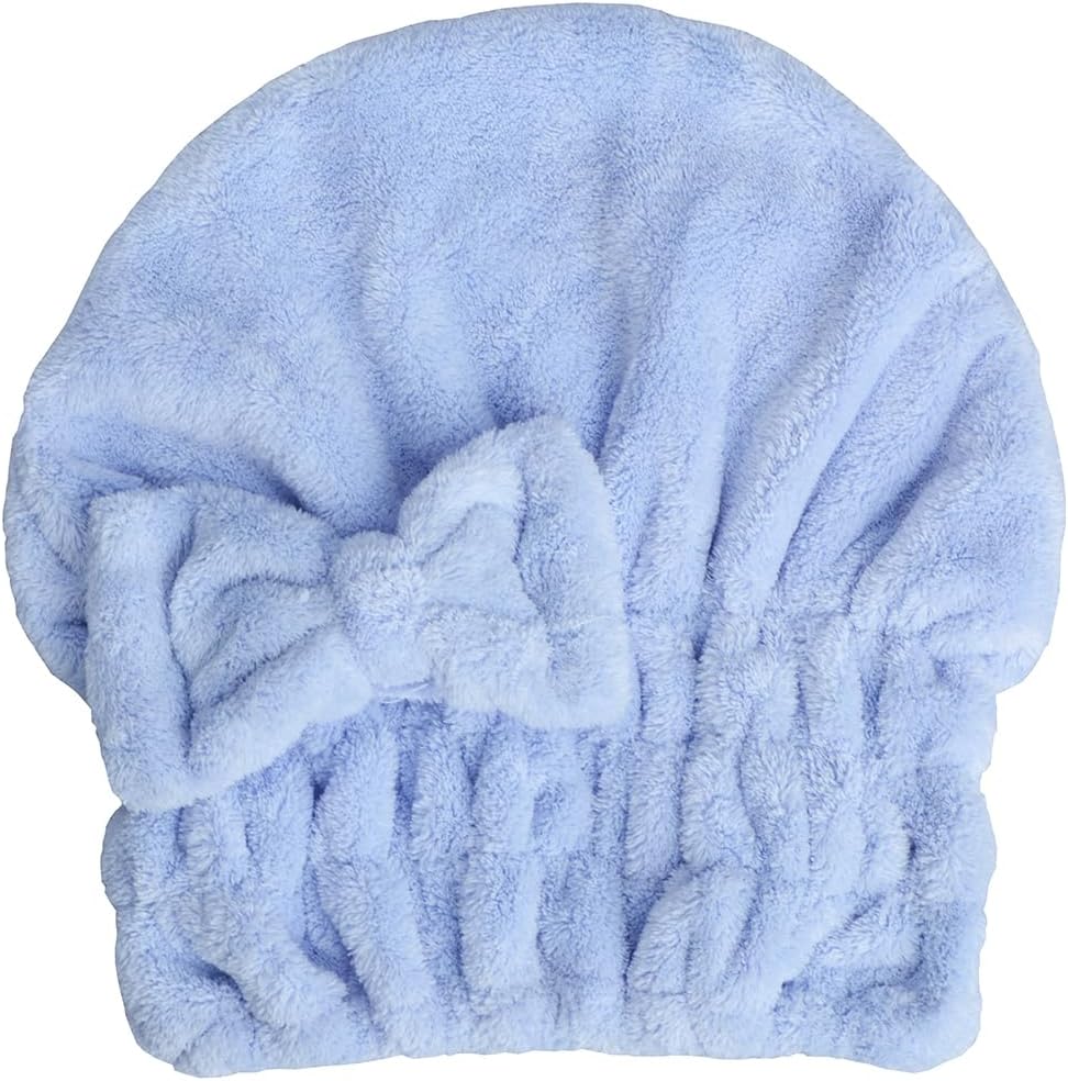 HOPESHINE Microfiber Hair Towel Cap for Women Wet Short or Long Curly Hair Super Absorbent Quick Dry Turbans Anti Frizz Great Gift for Women and Girls (Blue, 1)