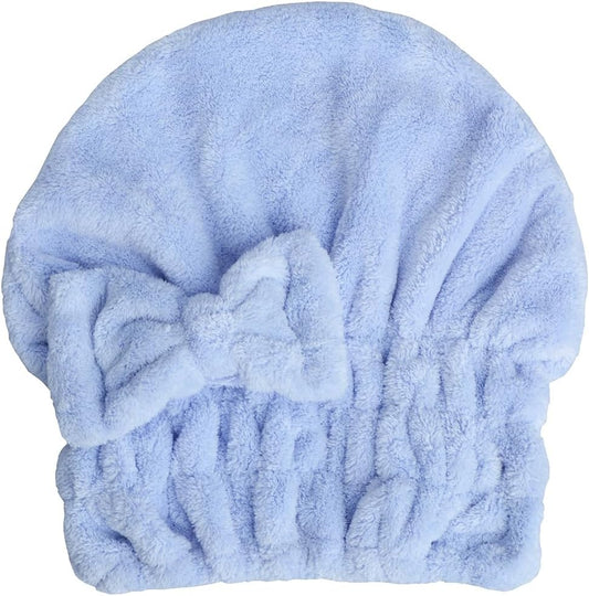 HOPESHINE Microfiber Hair Towel Cap for Women Wet Short or Long Curly Hair Super Absorbent Quick Dry Turbans Anti Frizz Great Gift for Women and Girls (Blue, 1)