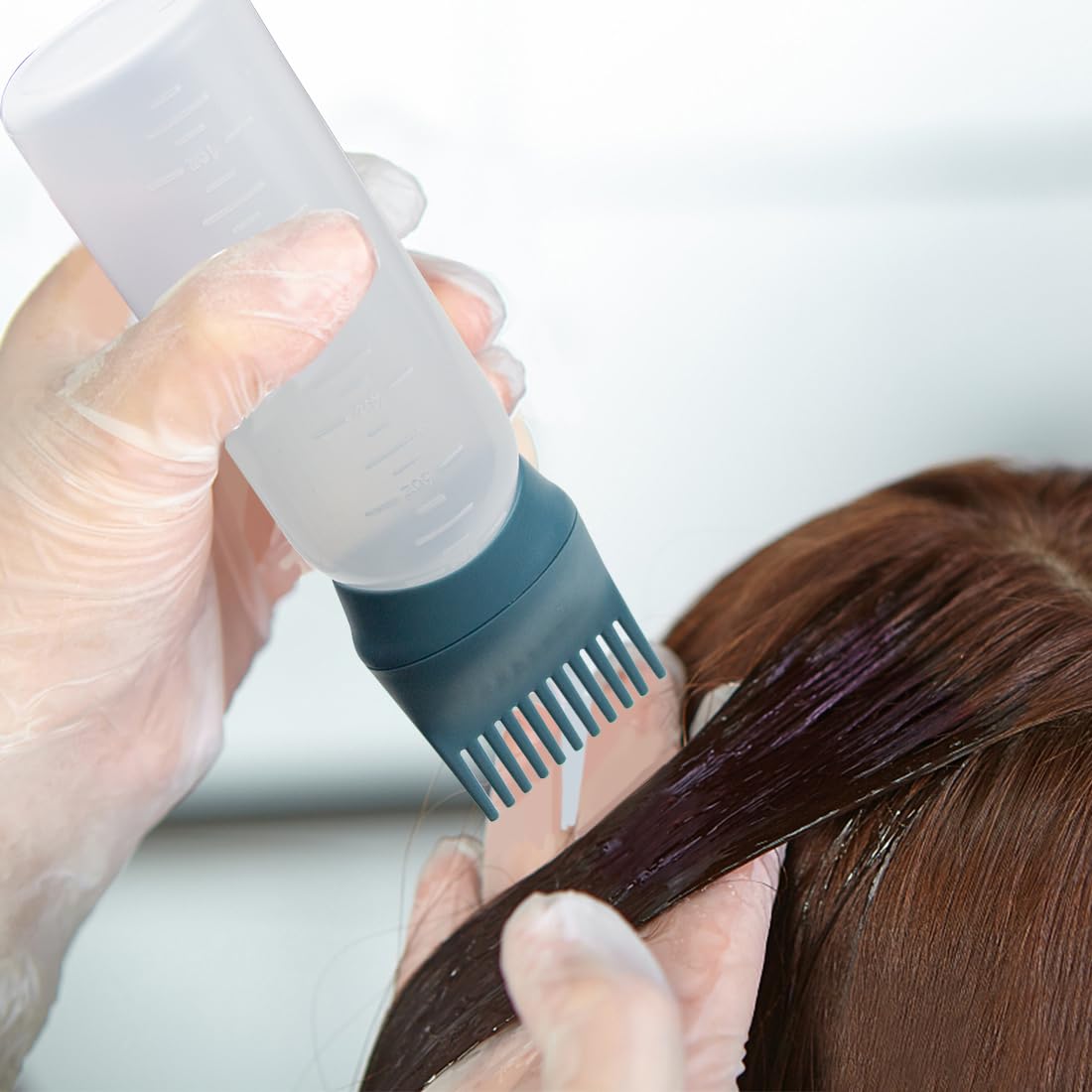 ELANE 4 Pcs Root Comb Applicator Bottle, 6oz, Grey+Green, Perfect for Home, Salon, Travel, Camping