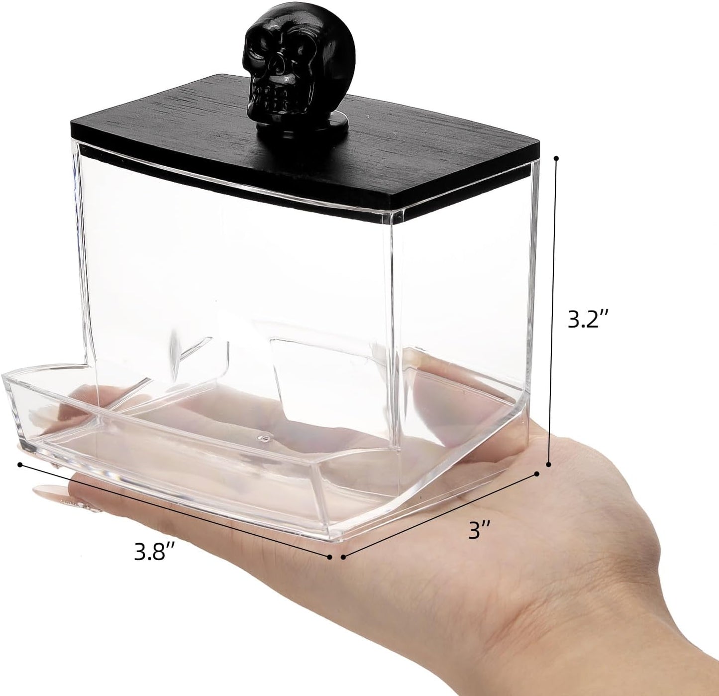 Tbestmax 10oz Qtip Holder Dispenser Big Clear Bathroom Organizer Accessories Decor for Storage-Qtips Cotton Ball Holder, Cotton Swabs, Floss Container - Black Lid