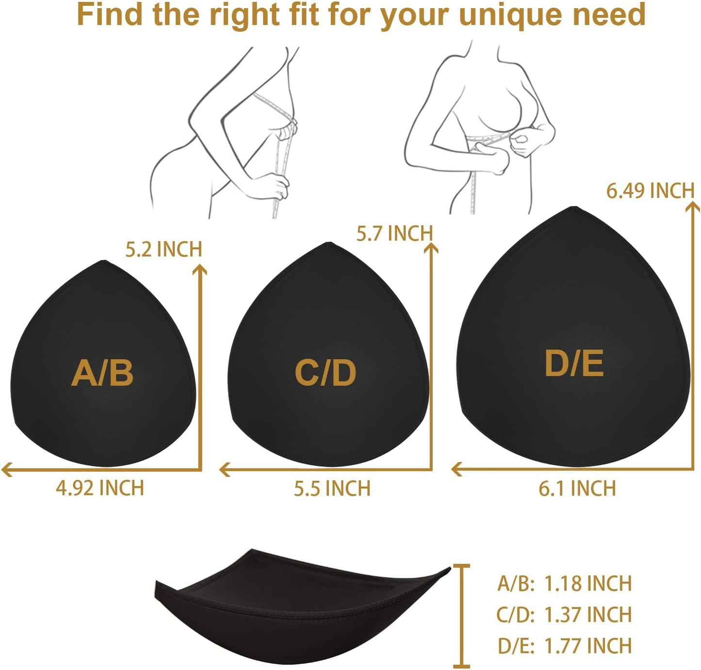 Bra Pad Insert,Removable Sport Bra Cup Triangle Breathable & Reusable Bra Pad for Yoga Bra,Swimsuits,Bikini