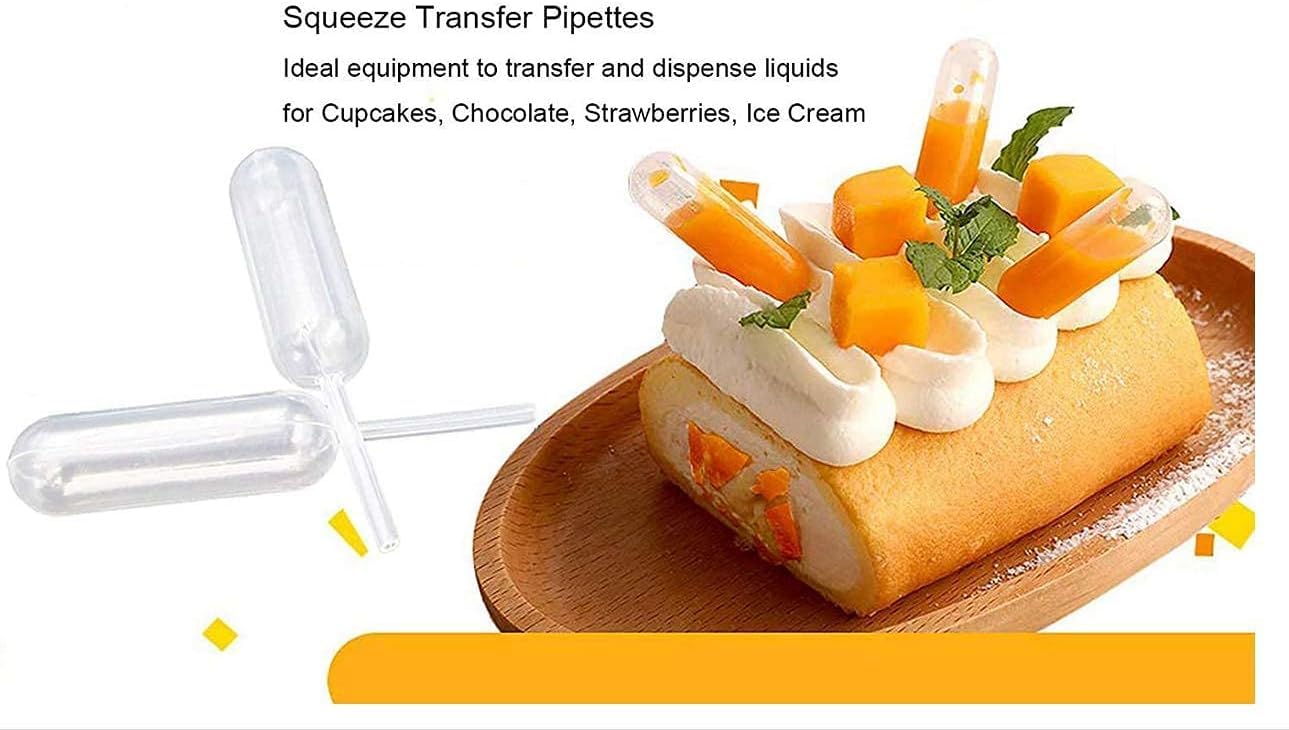 300 Pieces 4ml Cupcake Pipettes, Food Grade Plastic Disposable Pipettes Mini Liquid Injector (300-A)