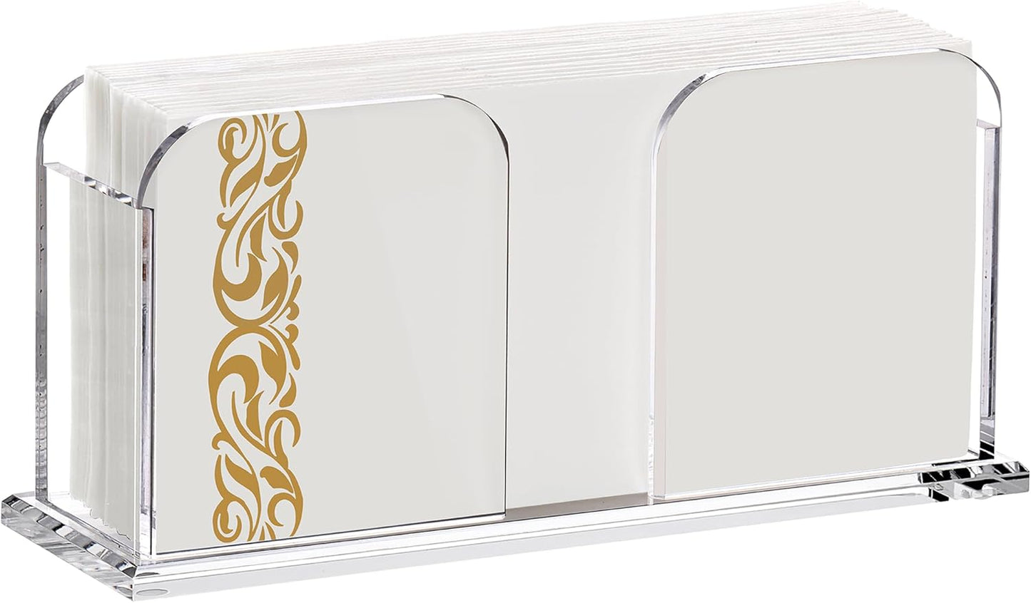 Acrylic Guest Towel Napkin Holder for Bathroom, 8.5"x4.5" Clear Vertical Disposable Paper Hand Towel Tray with Non-Slip Pads, Napkin Dispenser for Table, Kitchen, Home Decor