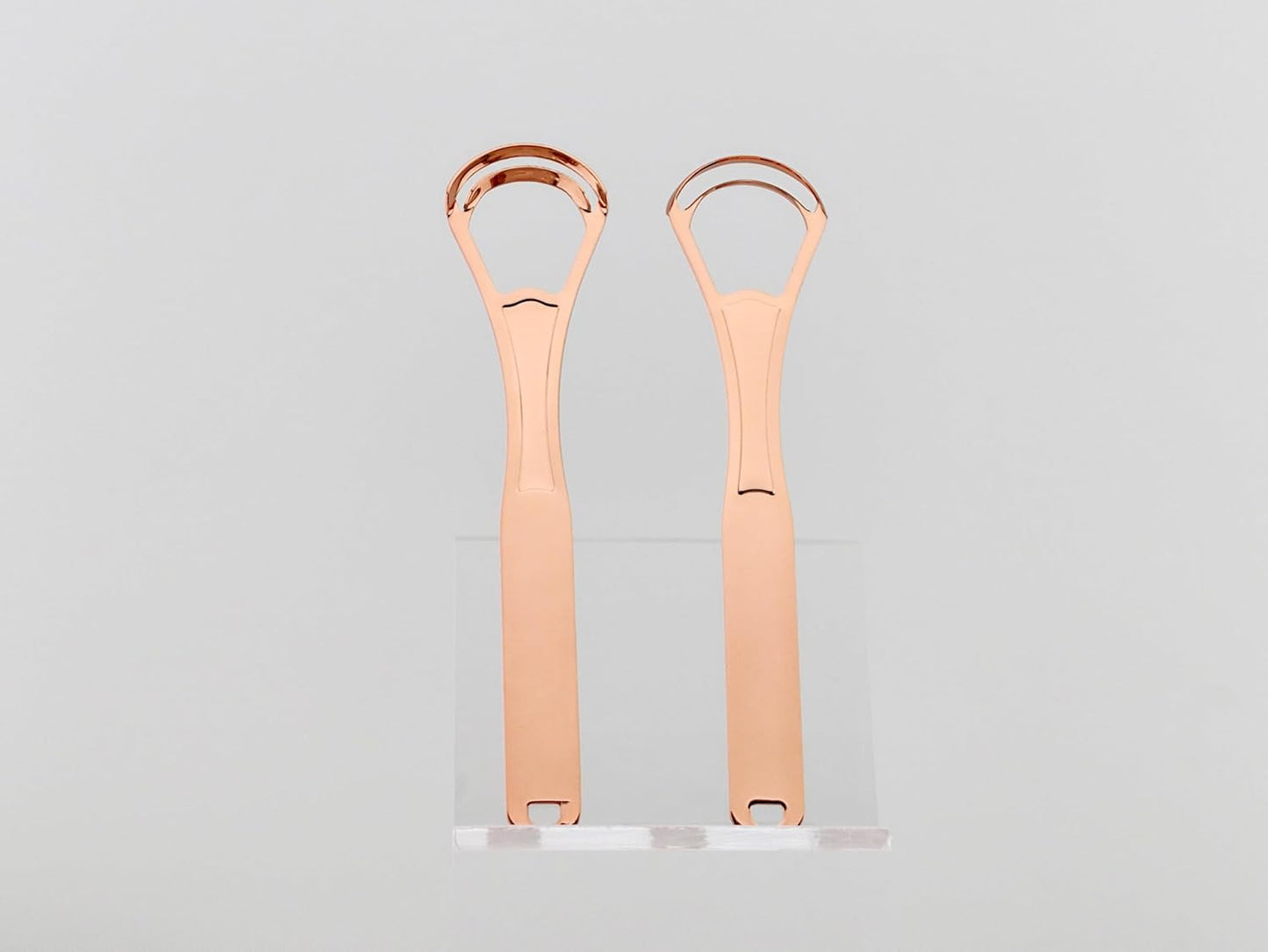 2PCS Tongue Scraper Cleaner Brush Wide-head Double Blades Scrapers For Oral Care, Rose Gold Color