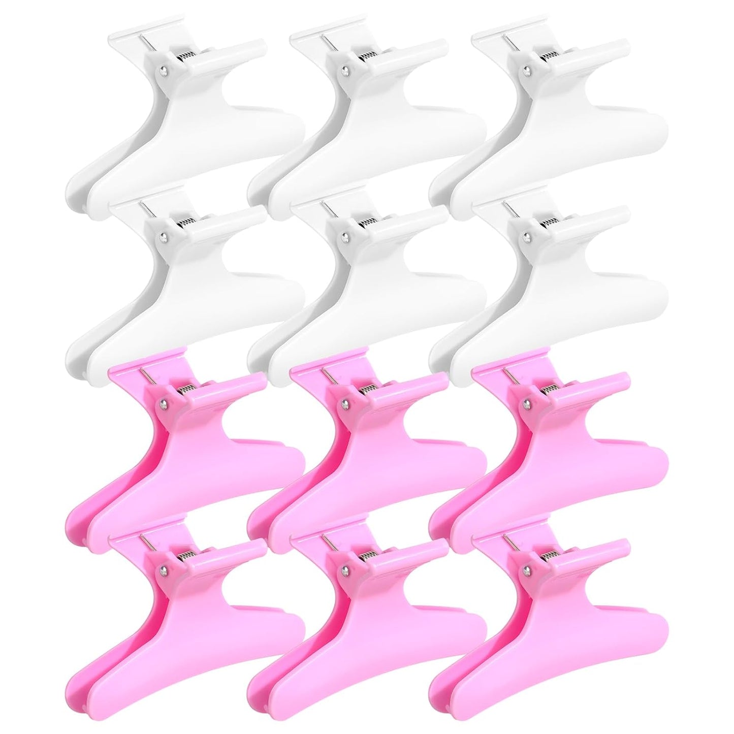 Ondder White Pink Butterfly Hair Claw Clips for Styling and Sectioning - Pro Hair Clamp for Makeup, Cutting, Coloring - Accessories for Women and Girls