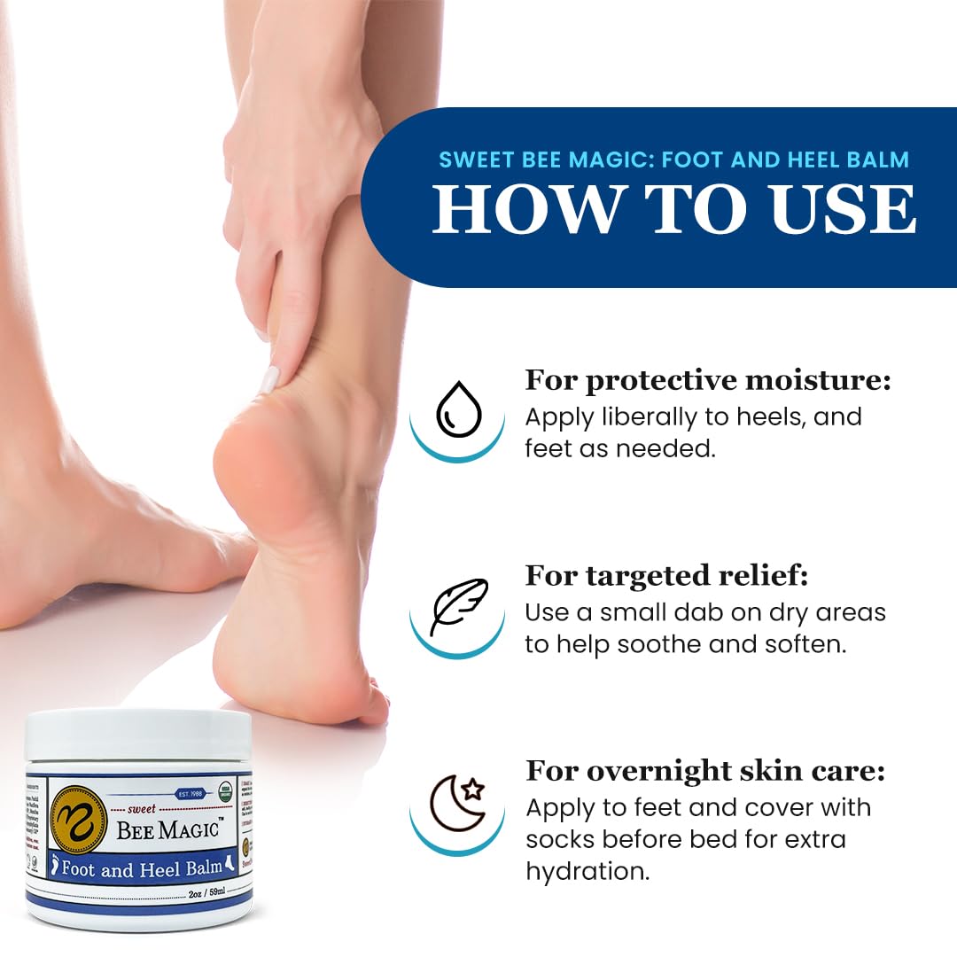 Sweet Bee Naturals Organic All Natural Foot and Heel Balm 2 (2 OZ Jars). For Dry and Cracked Feet Repair. Organic Salve Moisturizer for Heel Care & Callus Treatment. Made in USA. 2 Jars (4 OZ)