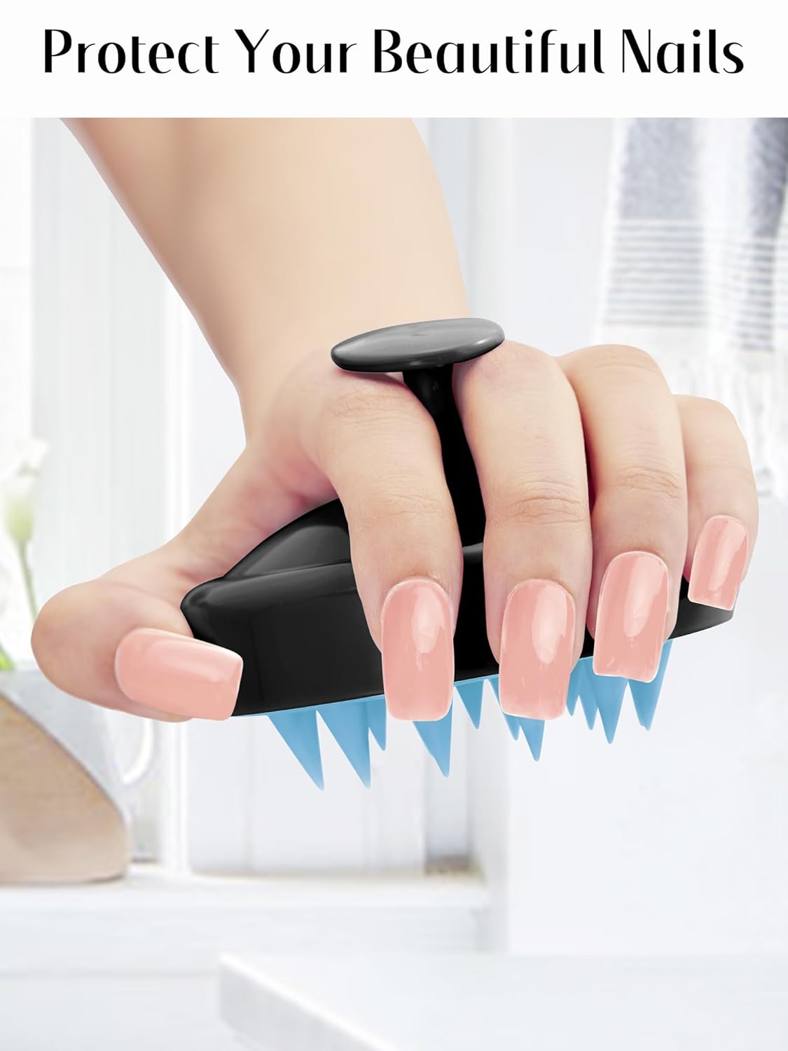 HEETA Scalp Massager Hair Growth, Soft Silicone Scalp Scrubber Shampoo Brush for Exfoliation, Dandruff Removal Head Massage Stress Relax, Wet & Dry Use for Thick Thin Curly Hair Care, Black Blue