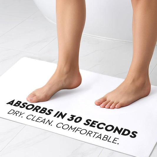 Homergy Bath Mat – Super‑Absorbent & Quick‑Dry with Non‑Slip Rubber Backing, Machine Washable & Odor Resistant – 18x28 in, White