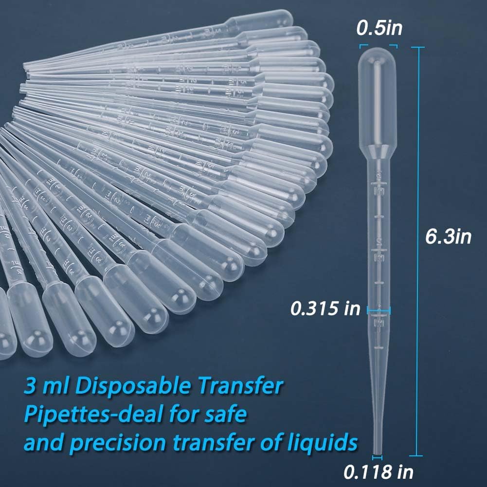 50PCS Plastic Disposable Transfer Pipettes, 3ml Calibrated Pipette Dropper for Essential Oils, Science Laboratory, DIY Art, Make up Tool