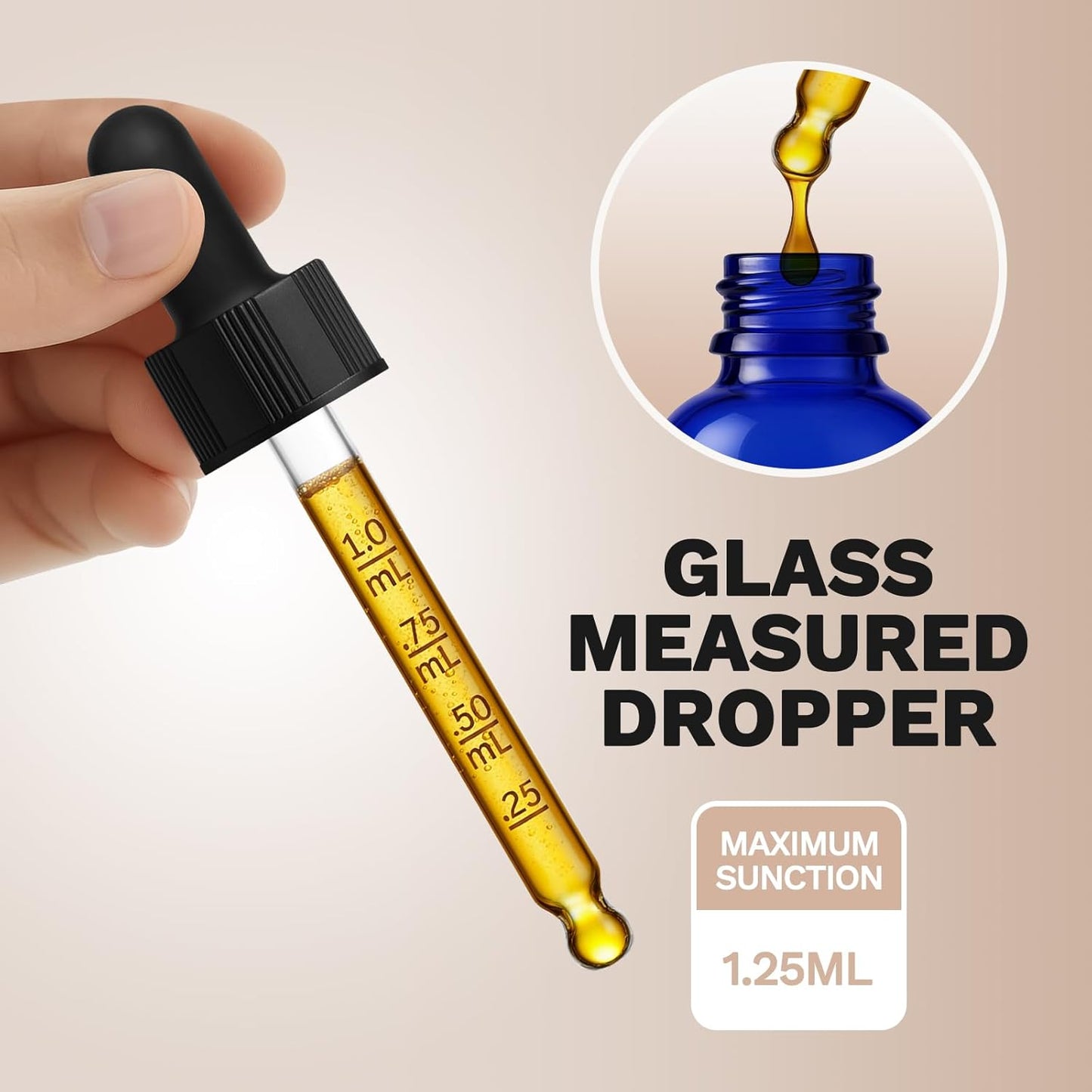 Bumobum Dropper Bottle, 1 oz Blue Glass Dropper Bottle with Measured Dropper, Empty Eye Tincture Bottles with Funnel & Labels for Essential Hair Oils Serums, 4 Pack