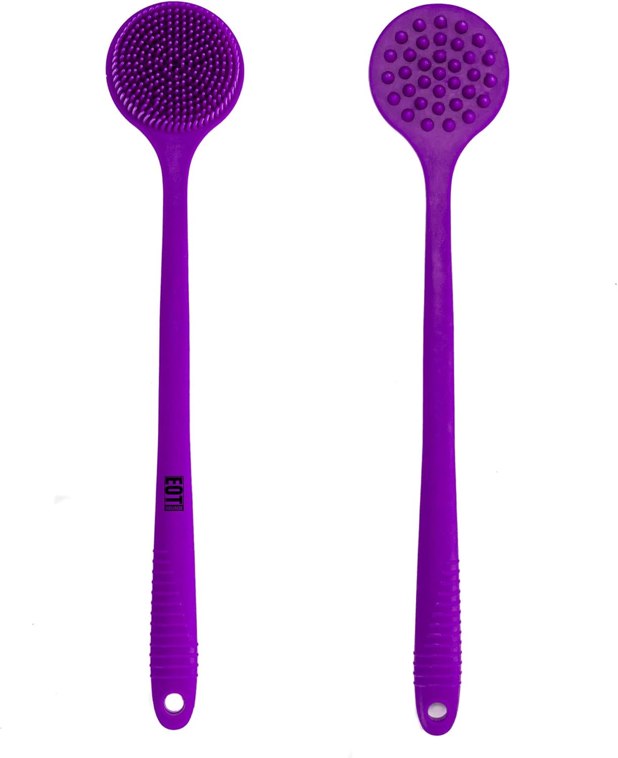 Bendable Long Handled Silicone Body Brush & Hair Scrubber - Bath Shower Back Brush, Shampoo Hair & Scalp Massager, Back Scrubber for Shower (Purple)