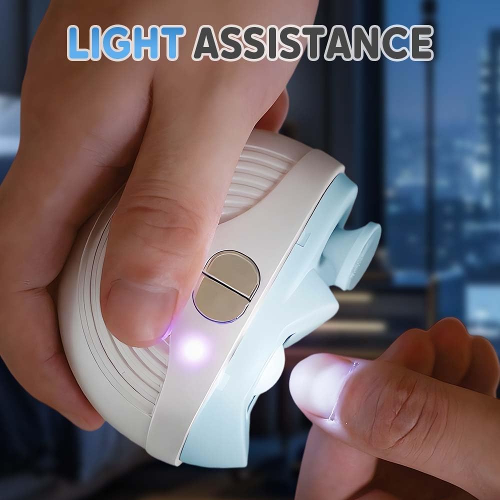 Electric Smart Nail Clippers for Adults Seniors, 3 Speeds Strong Power Automatic Nails Trimmer with Polisher, Light, Clip Storage, Rechargeable Toenail Clippers for Thick Toenails