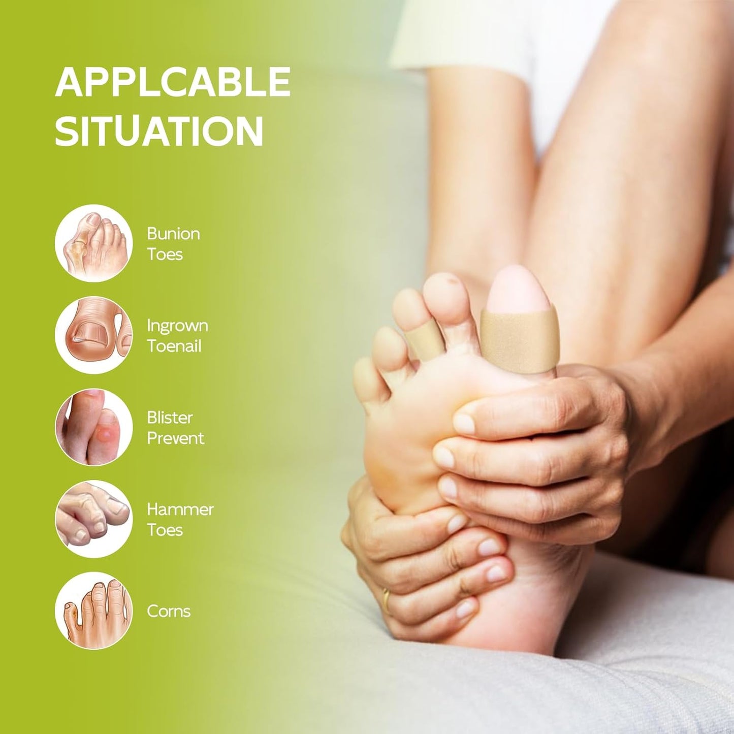 Bukihome Cuttable Toe Tubes Sleeves - Foam Toe Protectors for Corns, Calluses, Blisters - Fabric & Breathable Gel Lining Toe Sleeve Protectors Relief Toe Pressure Pain - 6 Count, White