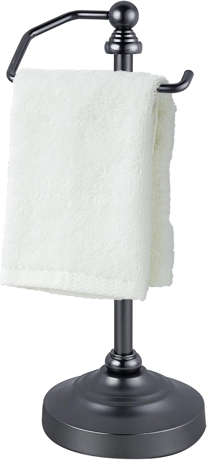 SunnyPoint Deluxe Free Standing Heavy Weighted Countertop Fingertip Towel Holder Stand (Black Nickel)