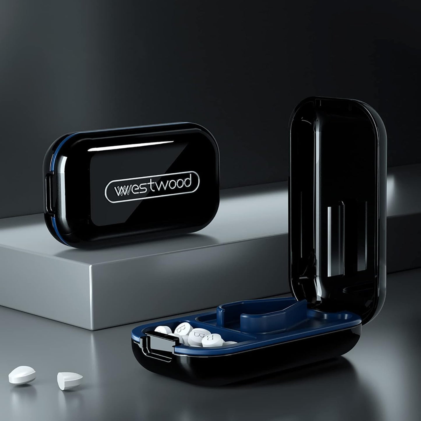 DUBSTAR Small Pill Cutter, Pill Cutter Splitter for Small and Tiny Pills, Portable Pretty Pill Cutters for Large Pills, Cuts Vitamins Tablets for Purse Pocket (Pill Cutter, Black)