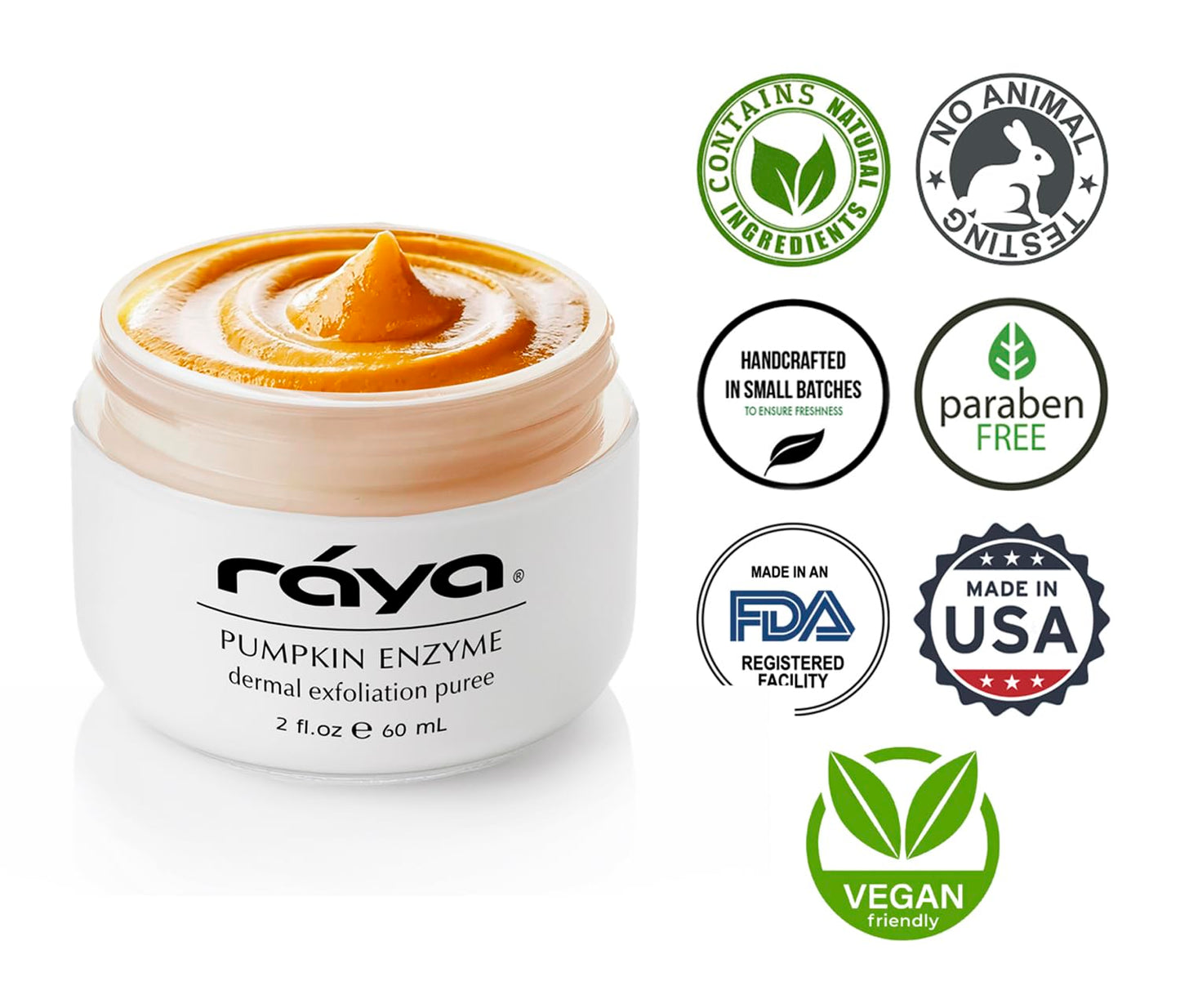Raya Pumpkin Enzyme Facial Puree (127) | Gentle and Exfoliating Treatment for All Skin | Reduces Fine Lines and Minimizes Pore Size