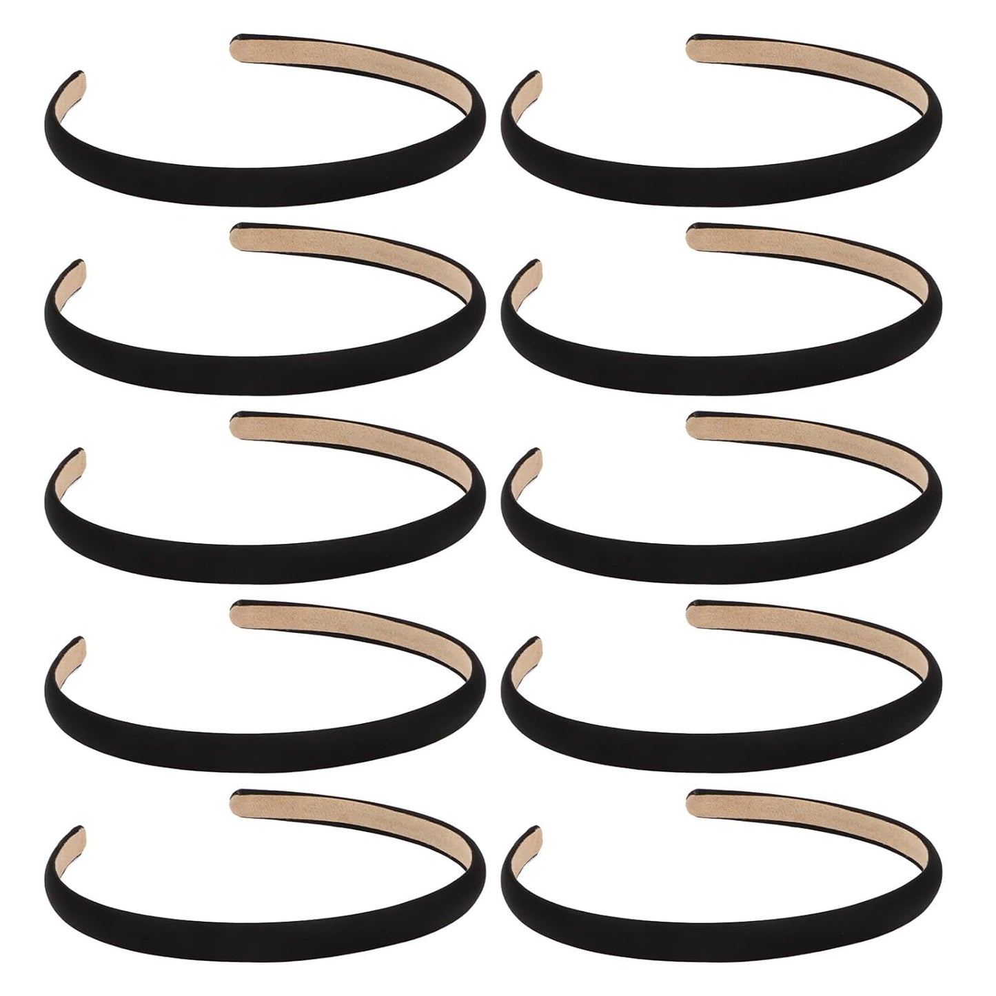 Wecoe Black Narrow Satin Headbands, 10pcs Non Slip Fashion Hair Bands for Women & Girls' Hair - Holiday & DIY Costume Accessories