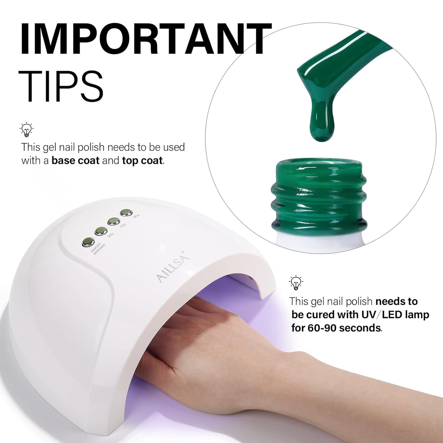 AILLSA Green Gel Nail Polish Shamrock Green Gel Polish Pine Spring Gels Long Lasting Bright Color Opaque Gel Polish Soak Off U V Gel Nail Saint Patrick's Day Gifts 0.51 Fl Oz/GF08