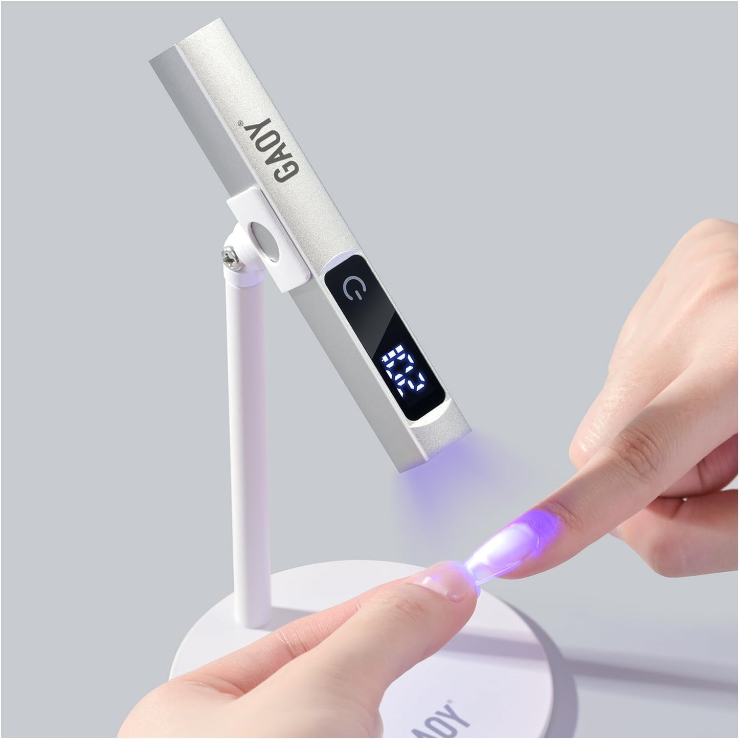 GAOY Cordless UV Light for Gel Nails, Handheld Nail Lamp, Portable Cordless Rechargeable Fast Curing, Matte Silver
