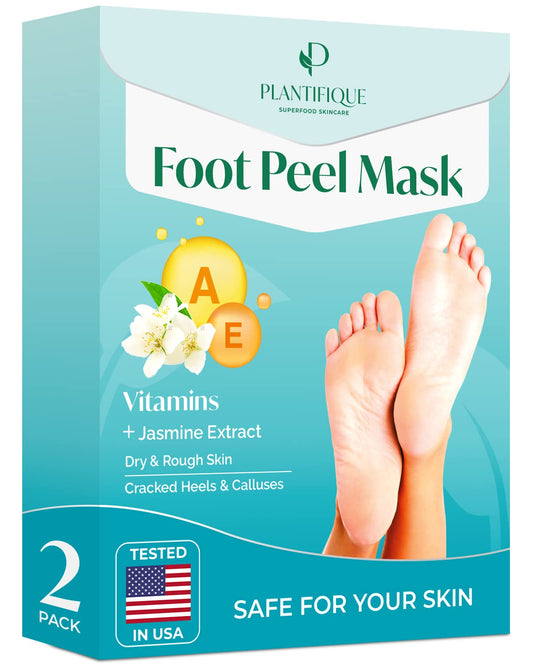 PLANTIFIQUE Foot Peeling Mask 2 Pack | Dermatologically Tested Repairs Heels & Removes Dry Dead Skin for Baby Soft Feet | Exfoliating Foot Peel Mask for Dry Cracked Feet | Jasmine