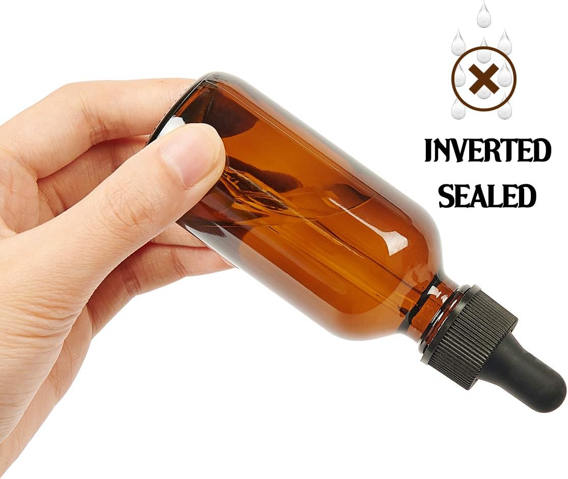 Eternal Moment 2 oz Eye Dropper Bottle(24 Pack), 60ml Amber Glass Bottles with Glass Eye Dropper for Essential Oils, Chemistry Lab Chemicals, Colognes & Perfumes