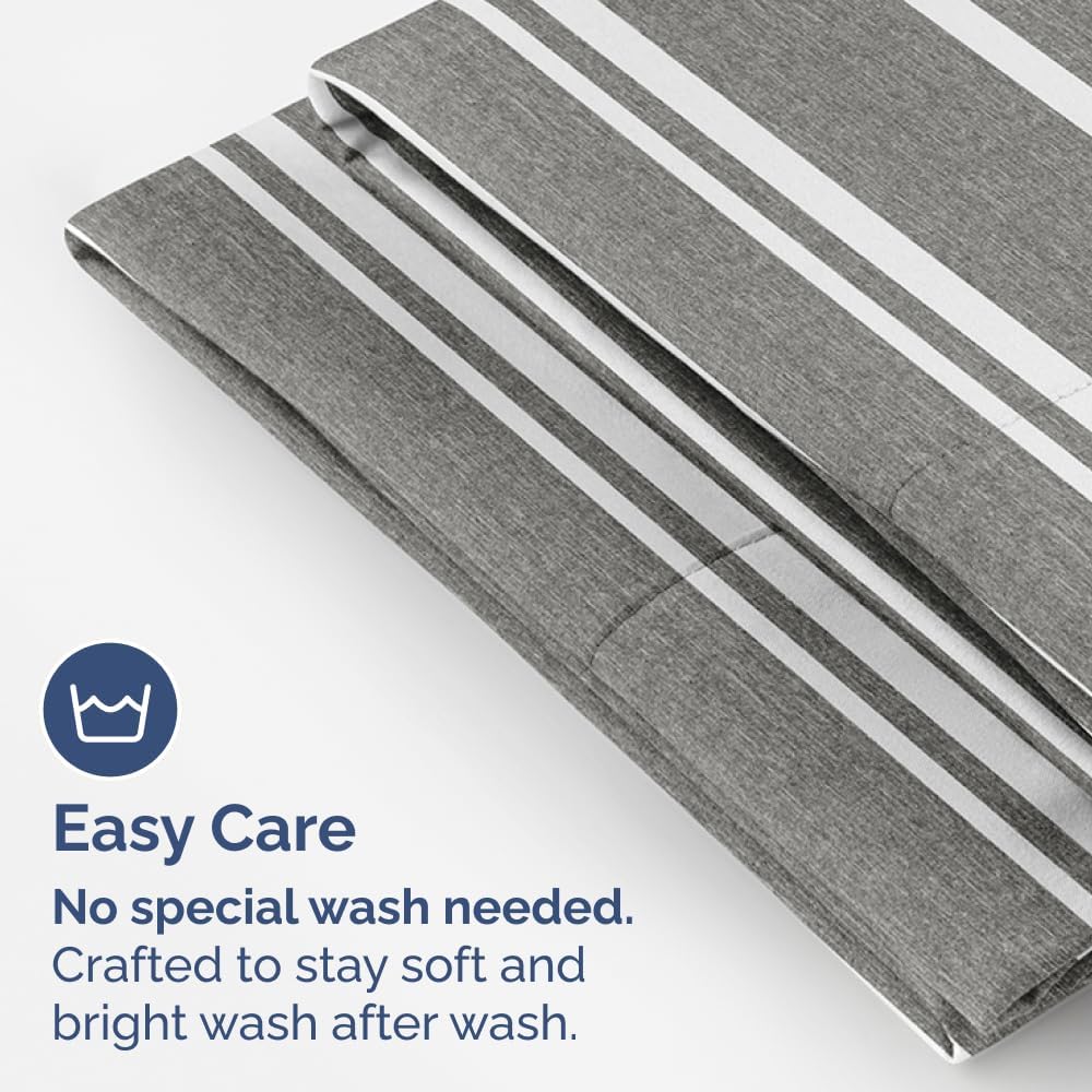 Queen Pillow Cases Set of 2 - Ultra Soft Hotel Quality Pillowcase Covers - Comfy, Cozy & Wrinkle Free - Shrinkage and Fade Resistant - Machine Washable Pillow Protectors - 2 Piece Set - Grey Stripes 3