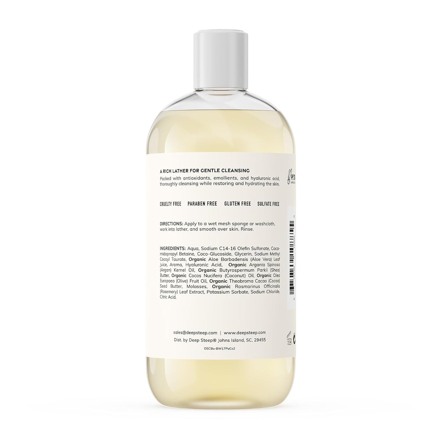 Deep Steep Body Wash, Pure Coconut, 17 oz – Hydrating Shower Gel with Hyaluronic Acid, Shea Butter, Aloe Vera & Argan Oil – Vegan, Clean Beauty, Clean & Refreshed Skin