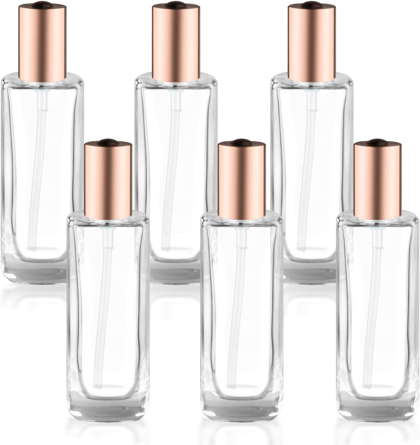 6Pcs 50ml/1.7oz Small Clear Pump Bottle with Gold Lid Glass Lotion Jars Travel Size Liquid Foundation Dispenser Refillable Cosmetic Containers for Cream,Shampoo,Conditioner