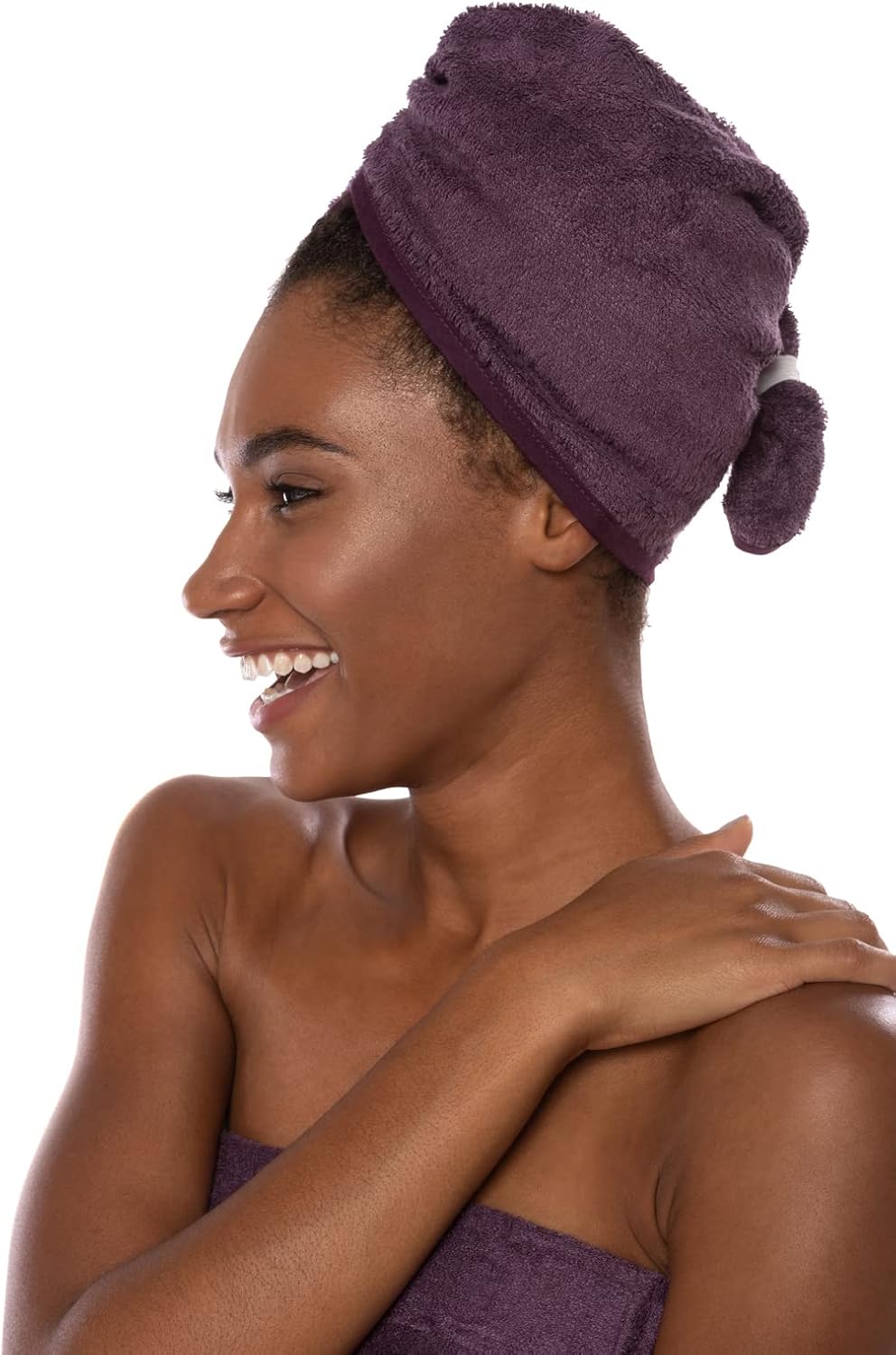 Texere Women's Bamboo Viscose Hair Towel (Tya, Black Plum, U)