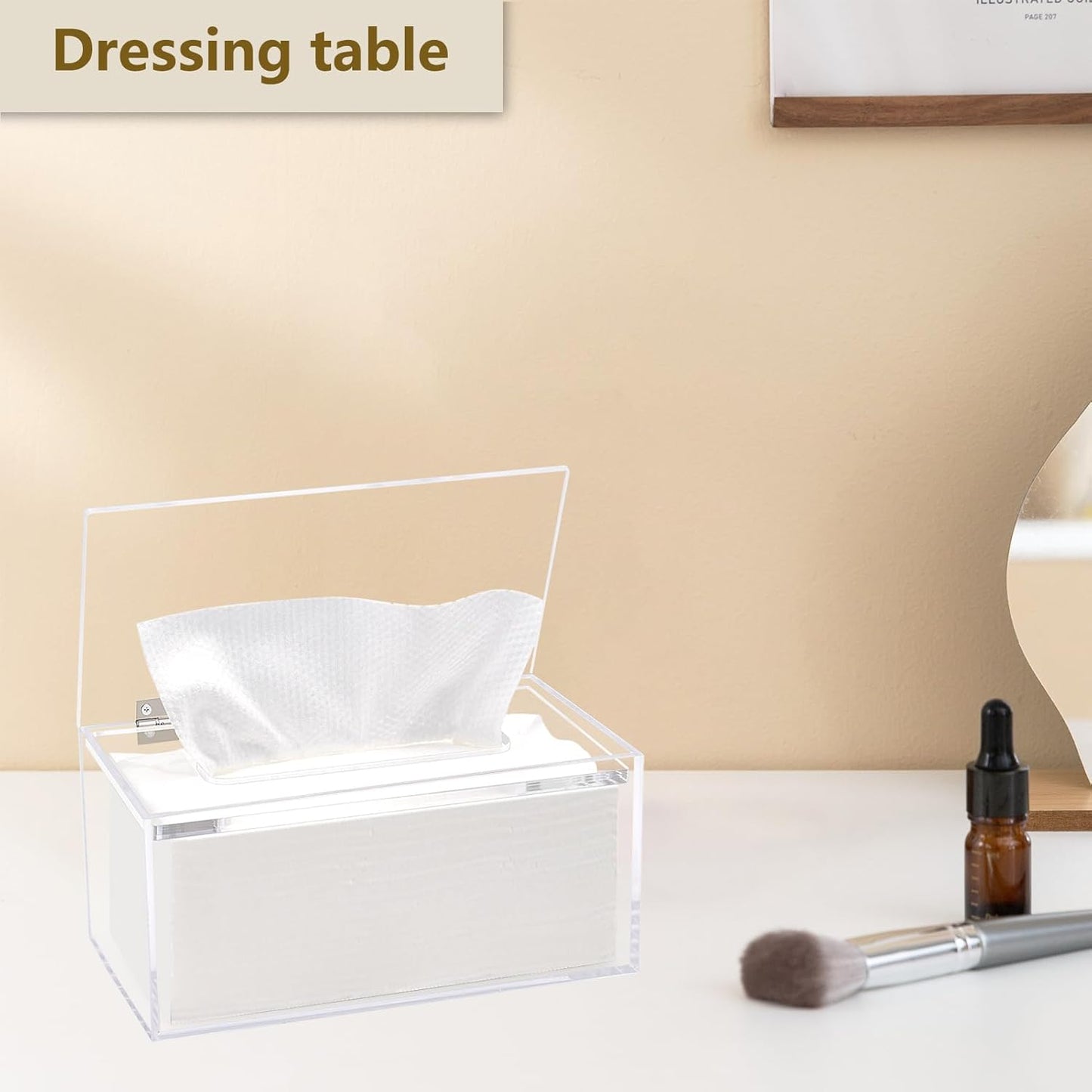 Wipes Holder Container Refillable, Acrylic Dispenser Box for Disposable Wipes, Rectangle Disposable Face Towels, Clear