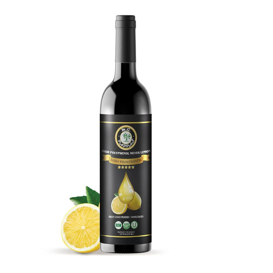 M.G. PAPPAS High Polyphenol Rich Meyer Lemon Olive Oil - Extra Virgin Olive Oil Polyphenol over 500mg/kg - Cold Pressed & Unfiltered - High Hydroxytyrosol Greek Olive Oil - Award Winning 12.7 Oz