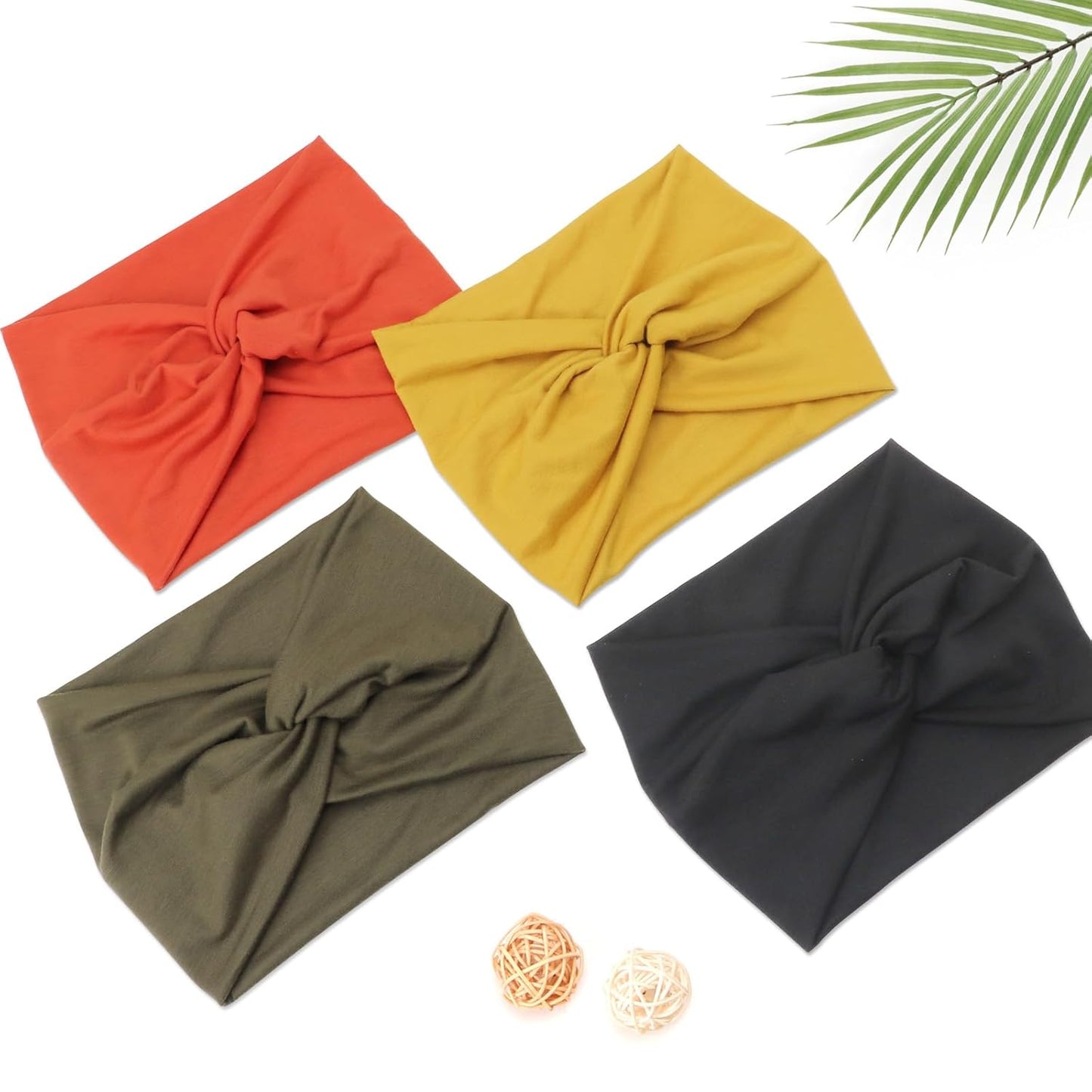 DRESHOW 4 Pack Turban Headbands for Women Wide Vintage Head Wraps Knotted Cute Hair Band Accessories